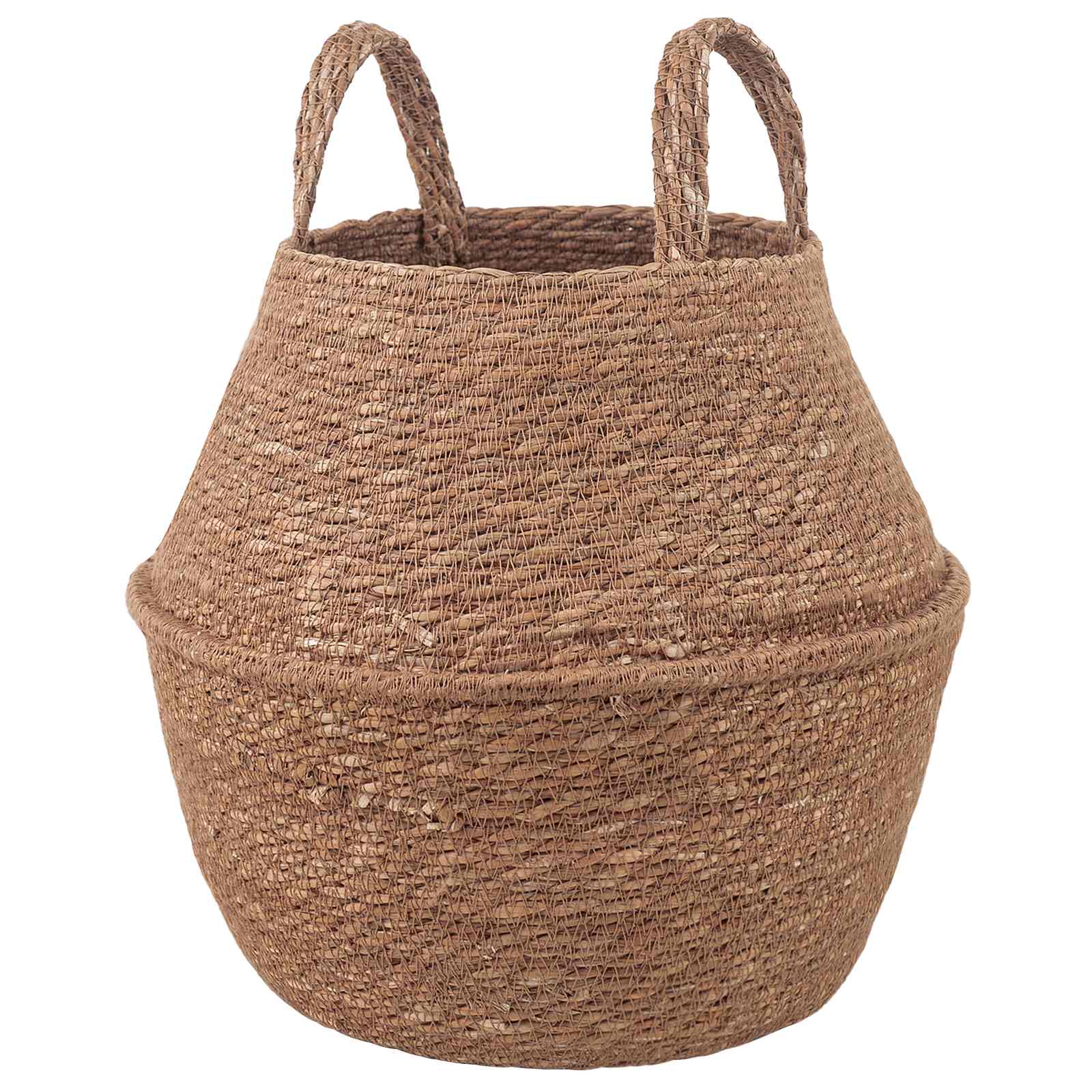 Vaso da fiori con manici Naturale Ø 22 x 20 cm 100% Erba marina