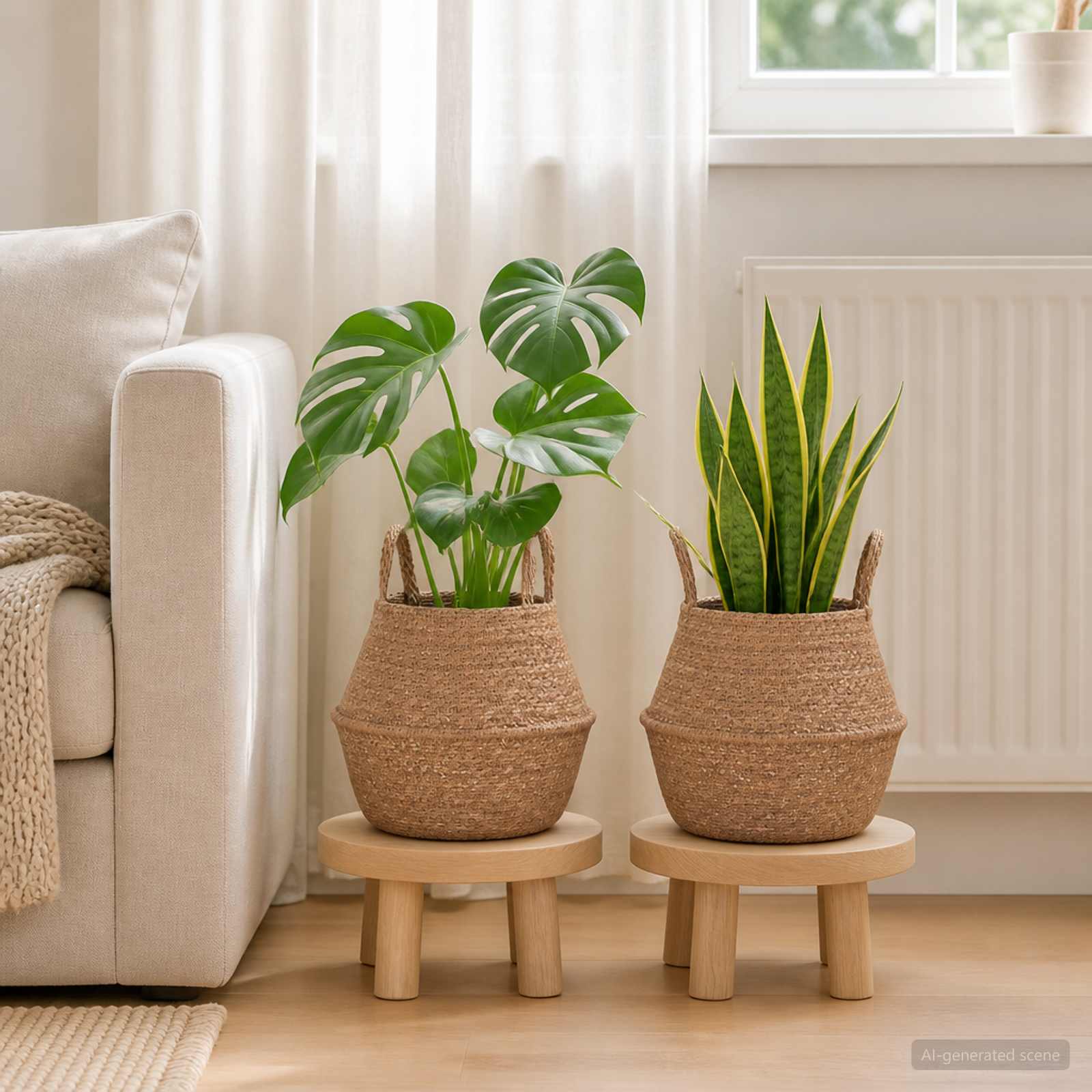 Vaso da fiori con manici 2 pz Naturale Ø 22 x 20 cm