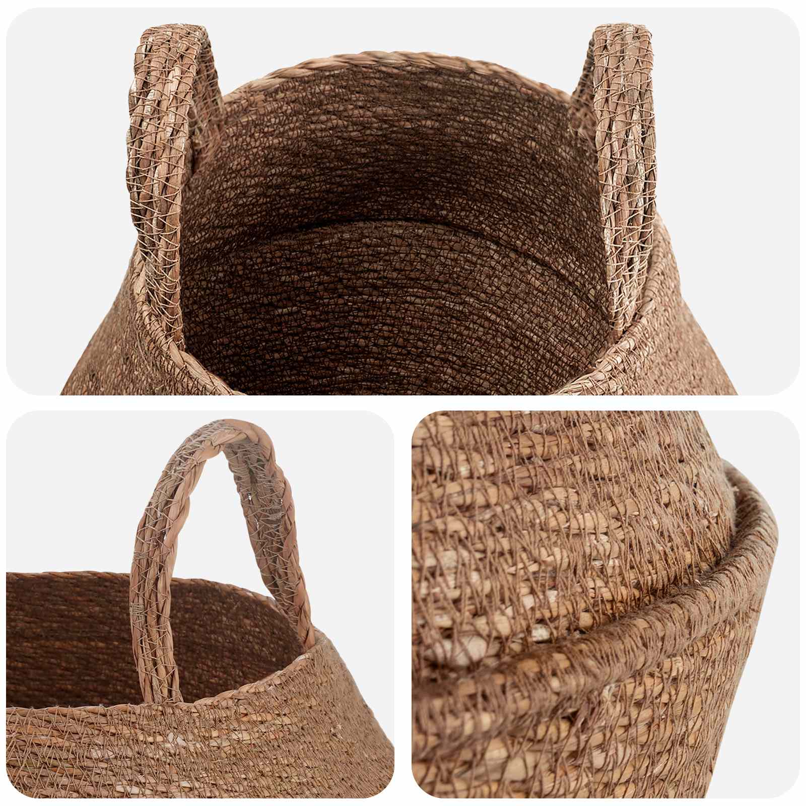Vaso da fiori con manici 2 pz Naturale Ø 22 x 20 cm
