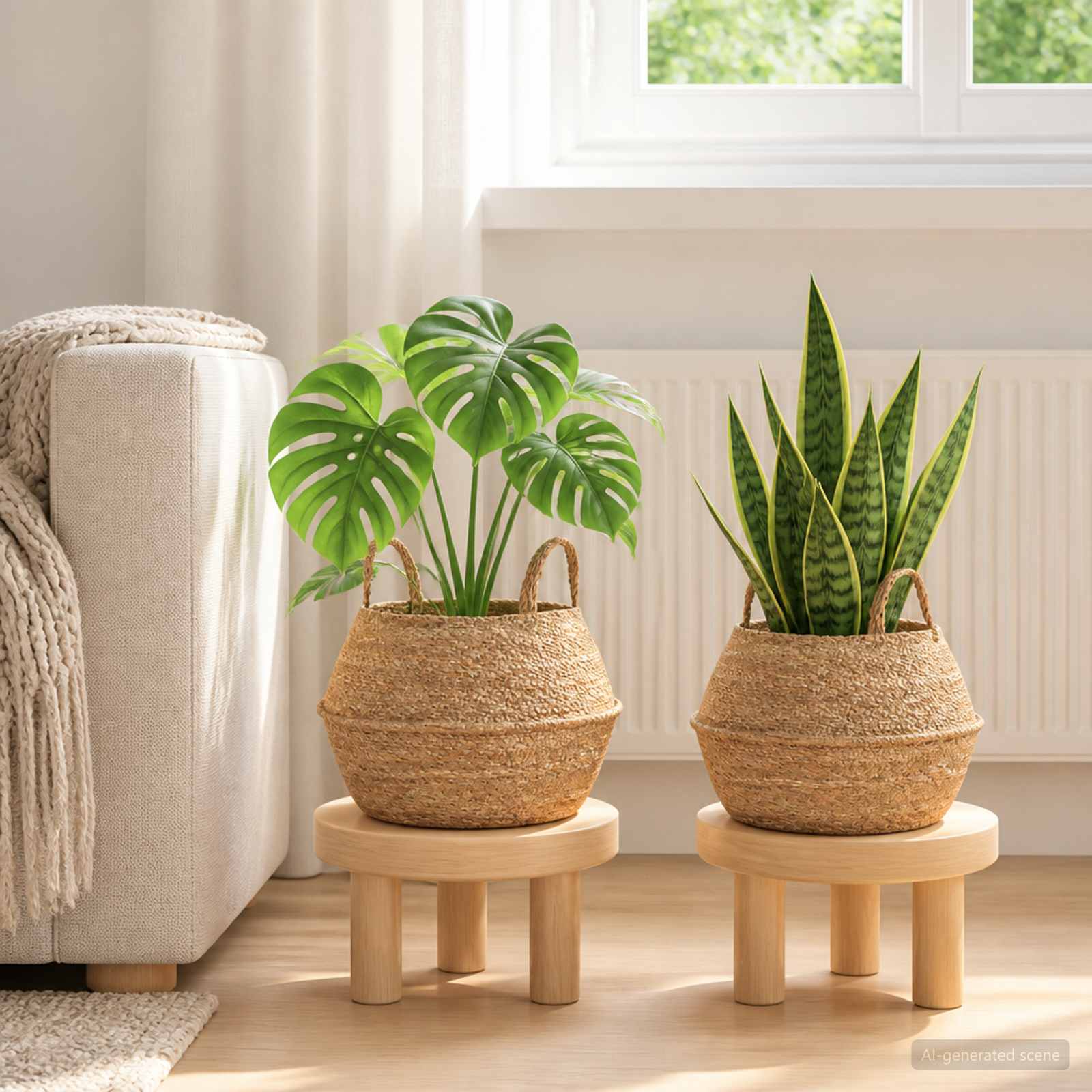 Vaso da fiori con manici 2 pz Naturale Ø 32 x 32 cm