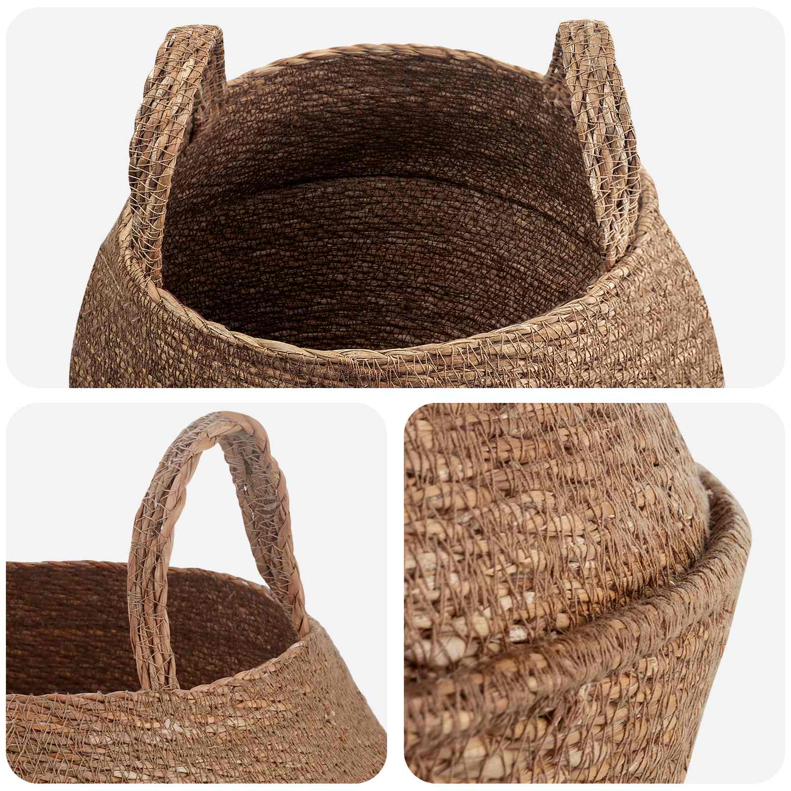 Vaso da fiori con manici 2 pz Naturale Ø 32 x 32 cm