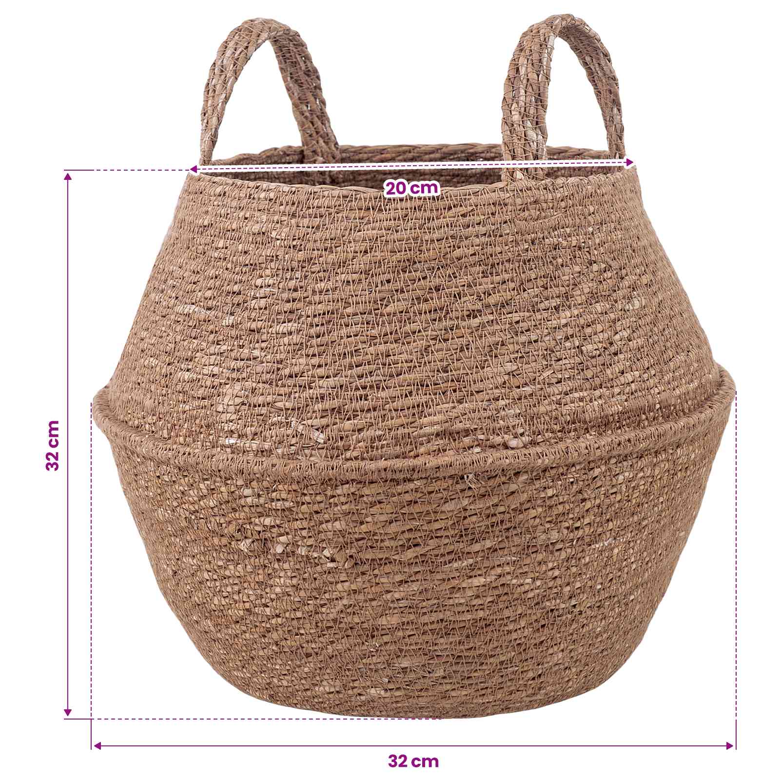 Vaso da fiori con manici 2 pz Naturale Ø 32 x 32 cm