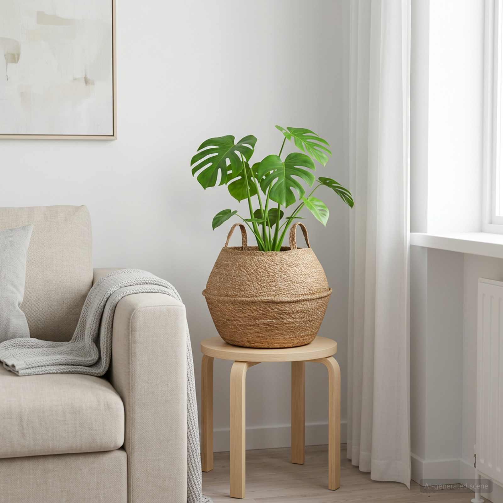Vaso da fiori con manici Naturale Ø 45 x 36 cm 100% Erba marina