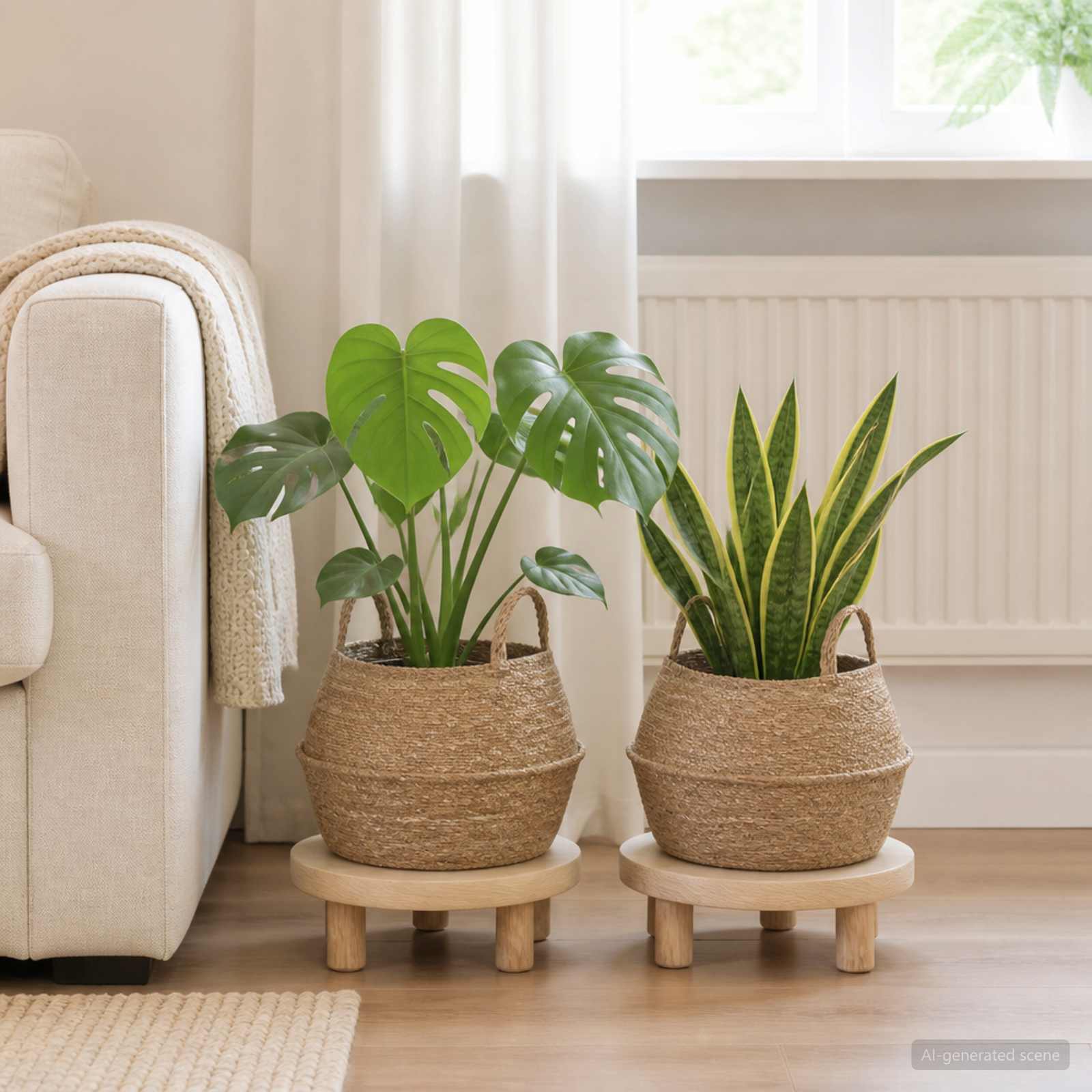 Vaso da fiori con manici 2 pz Naturale Ø 45 x 36 cm