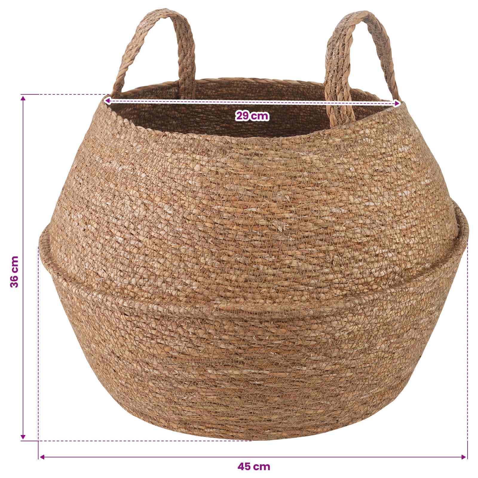 Vaso da fiori con manici 2 pz Naturale Ø 45 x 36 cm