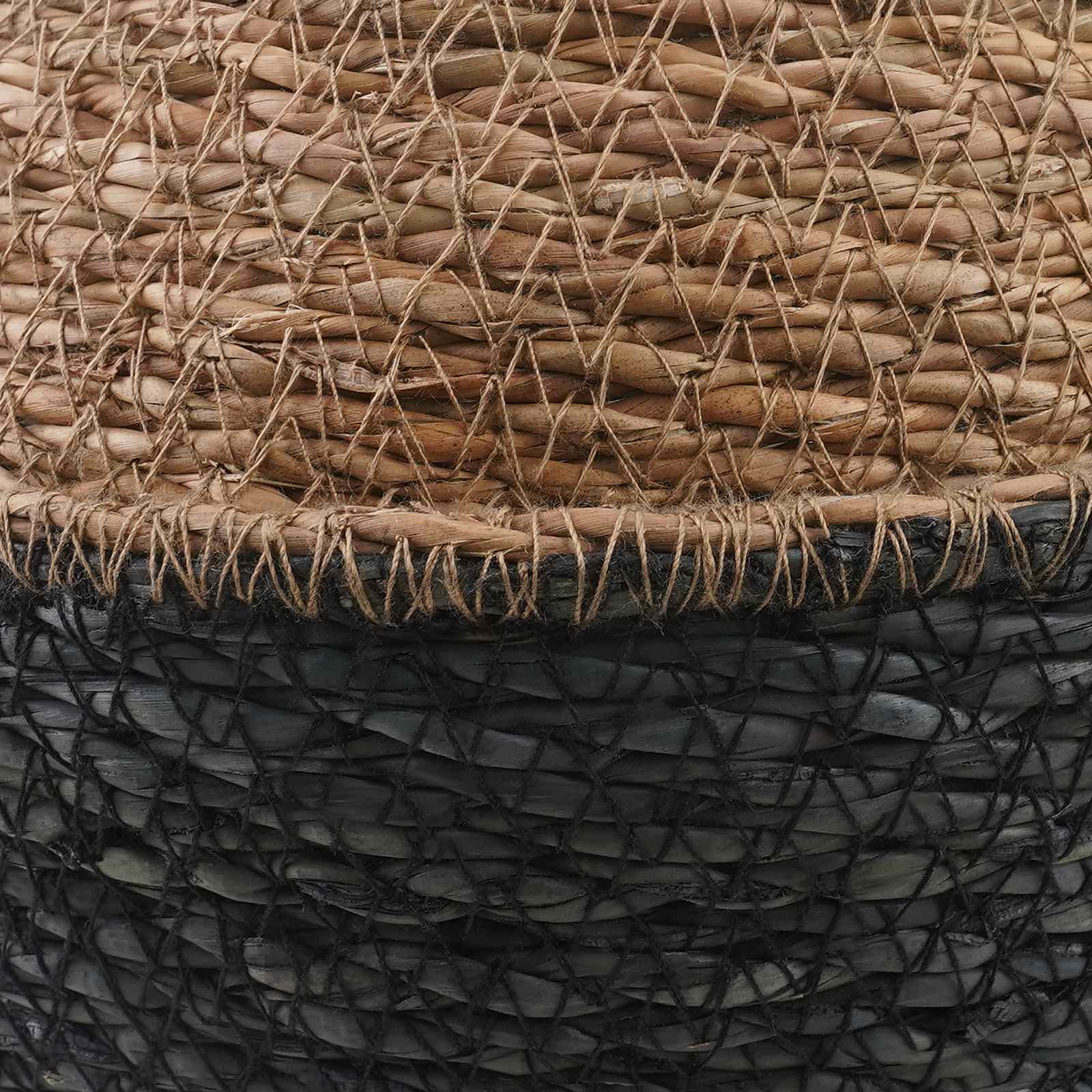 Vaso da fiori con manici Nero Ø 22 x 20 cm 100% Erba marina
