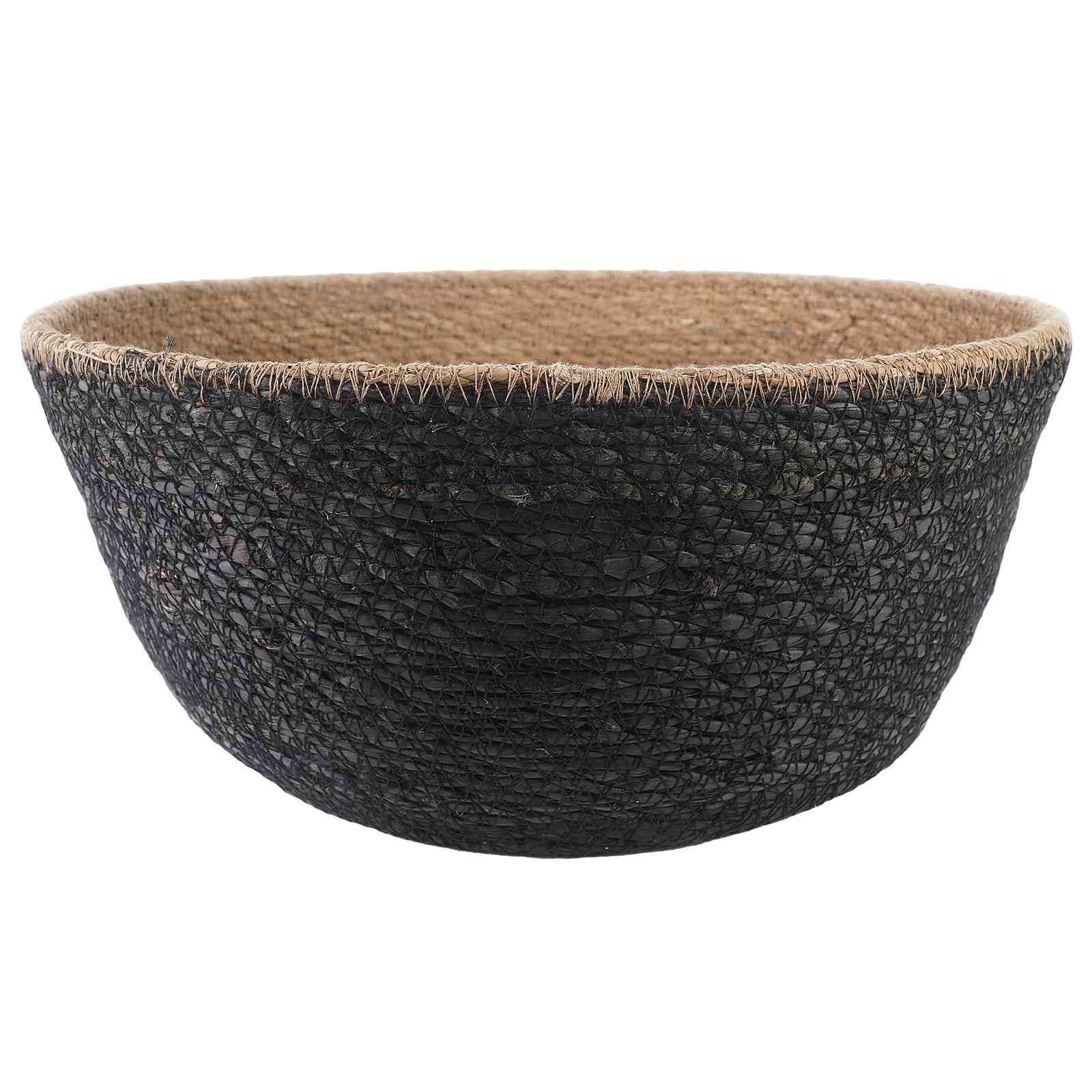 Vaso da fiori con manici Nero Ø 32 x 32 cm 100% Erba marina