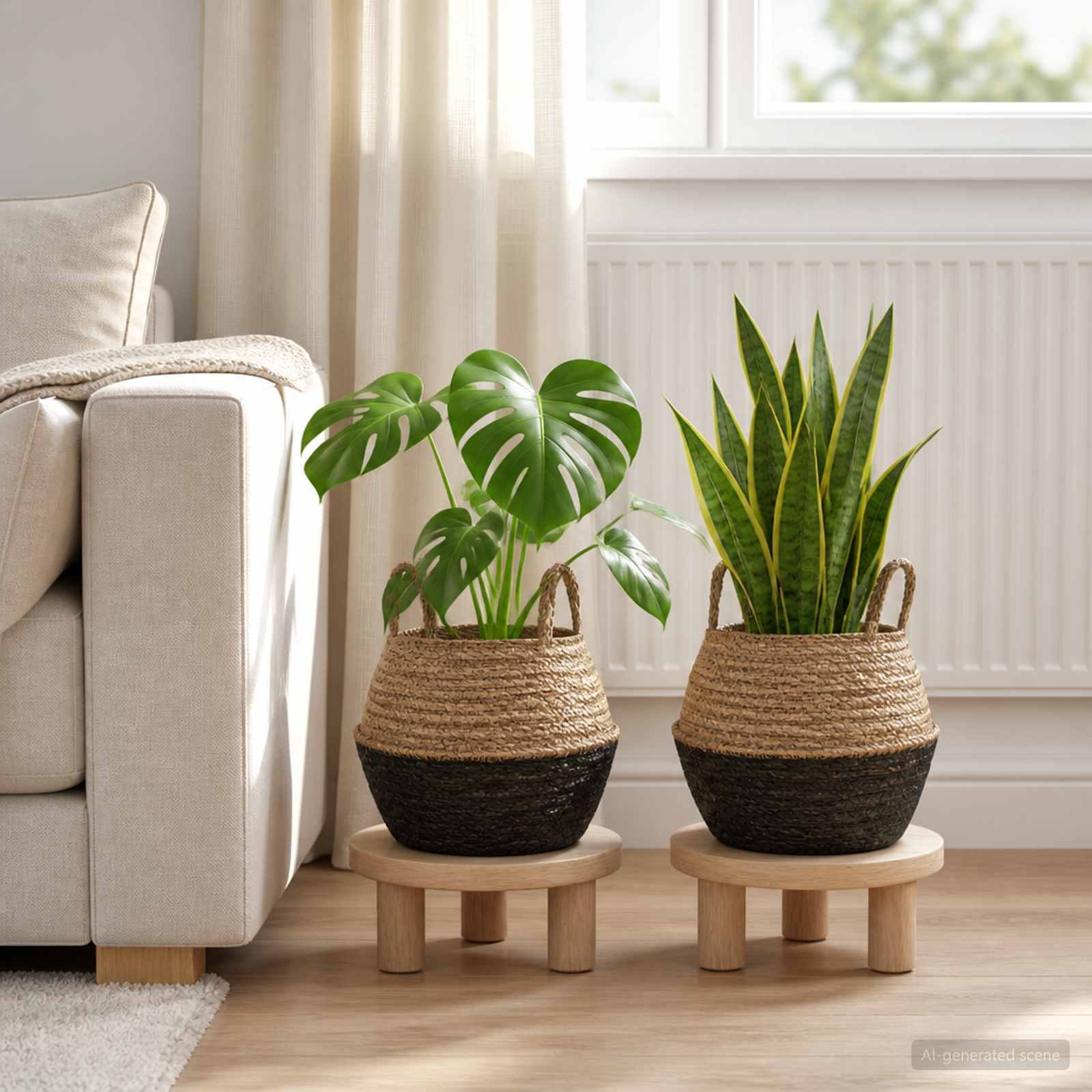 Vaso da fiori con manici 2 pz Nero Ø 32 x 32 cm