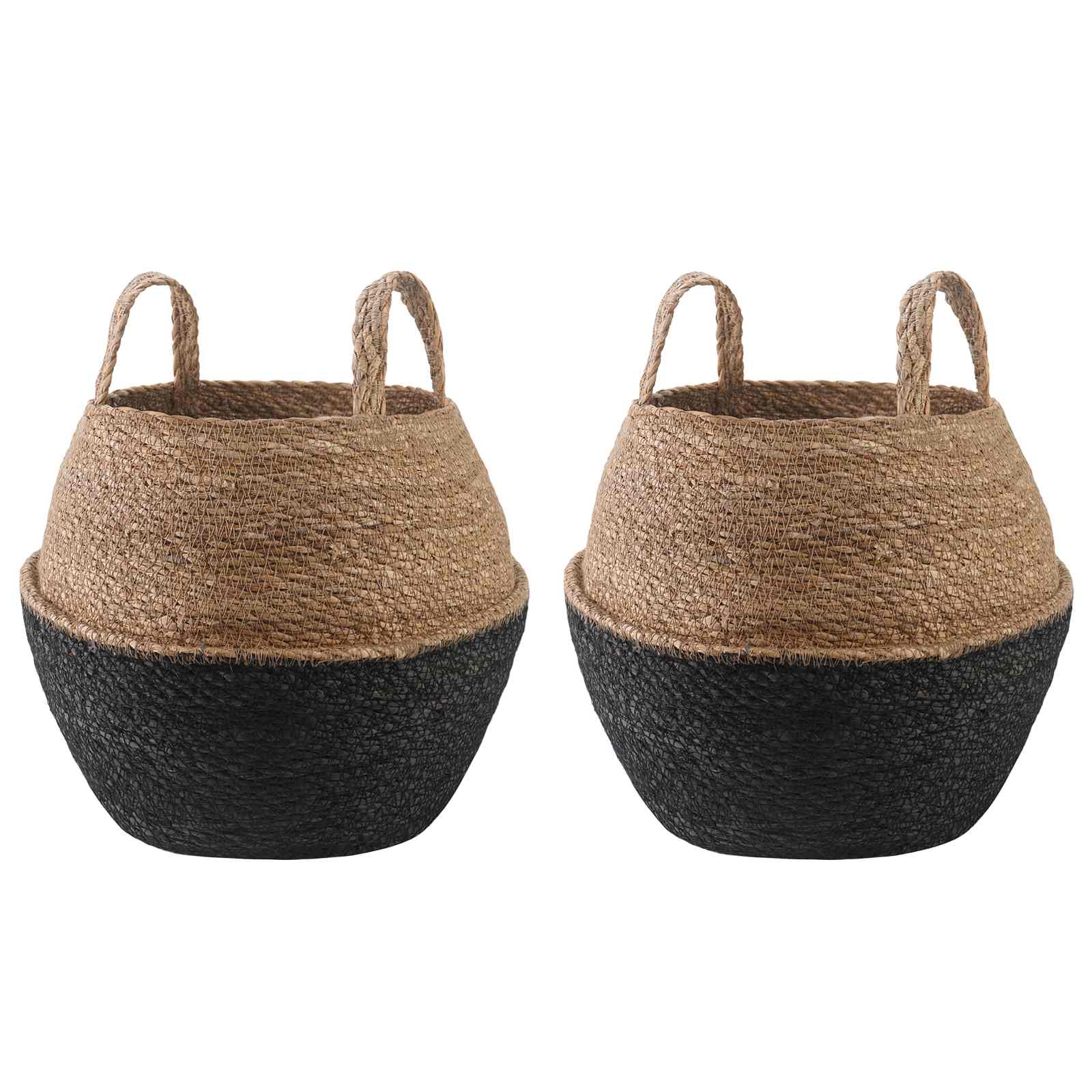Vaso da fiori con manici 2 pz Nero Ø 32 x 32 cm