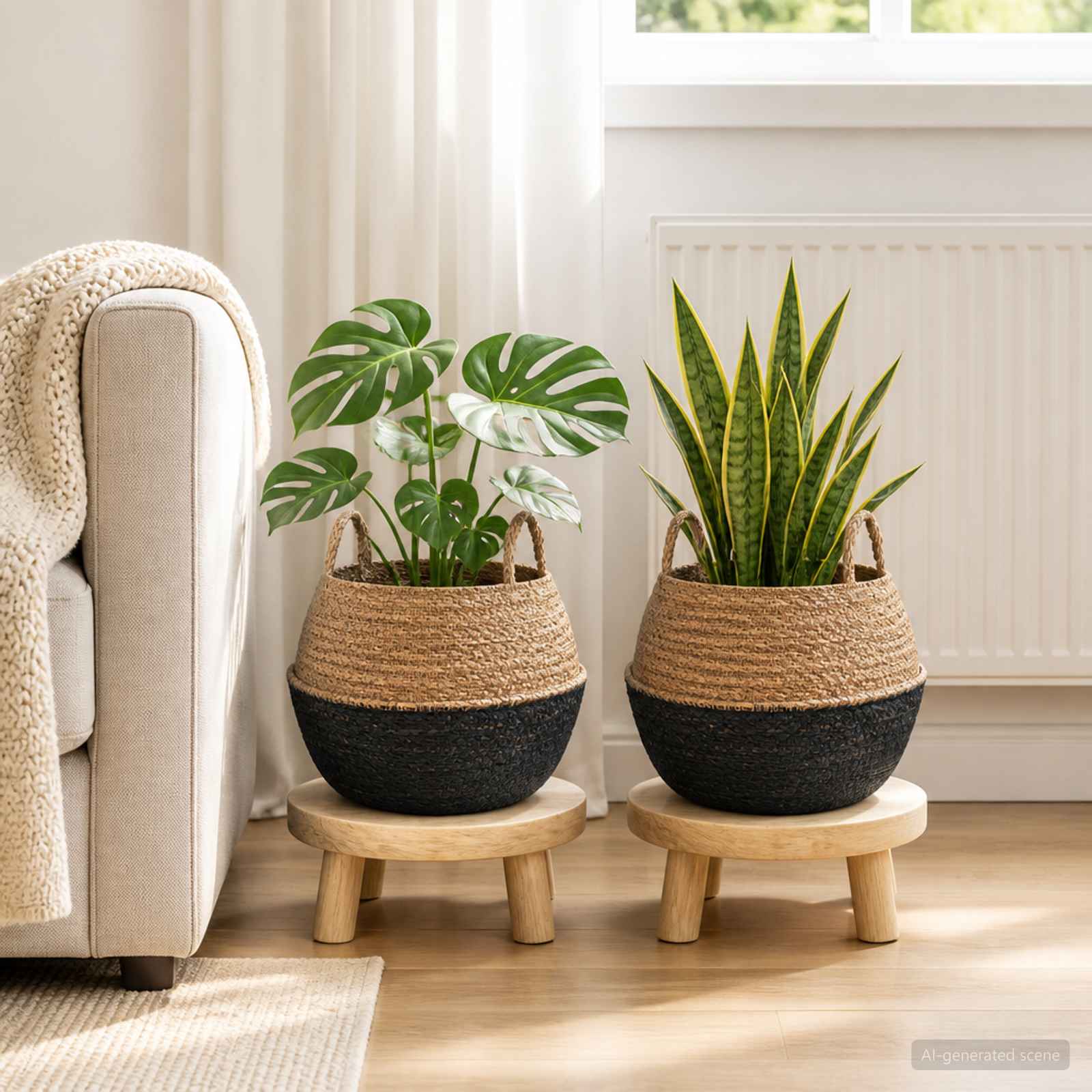 Vaso da fiori con manici 2 pz Nero Ø 45 x 36 cm