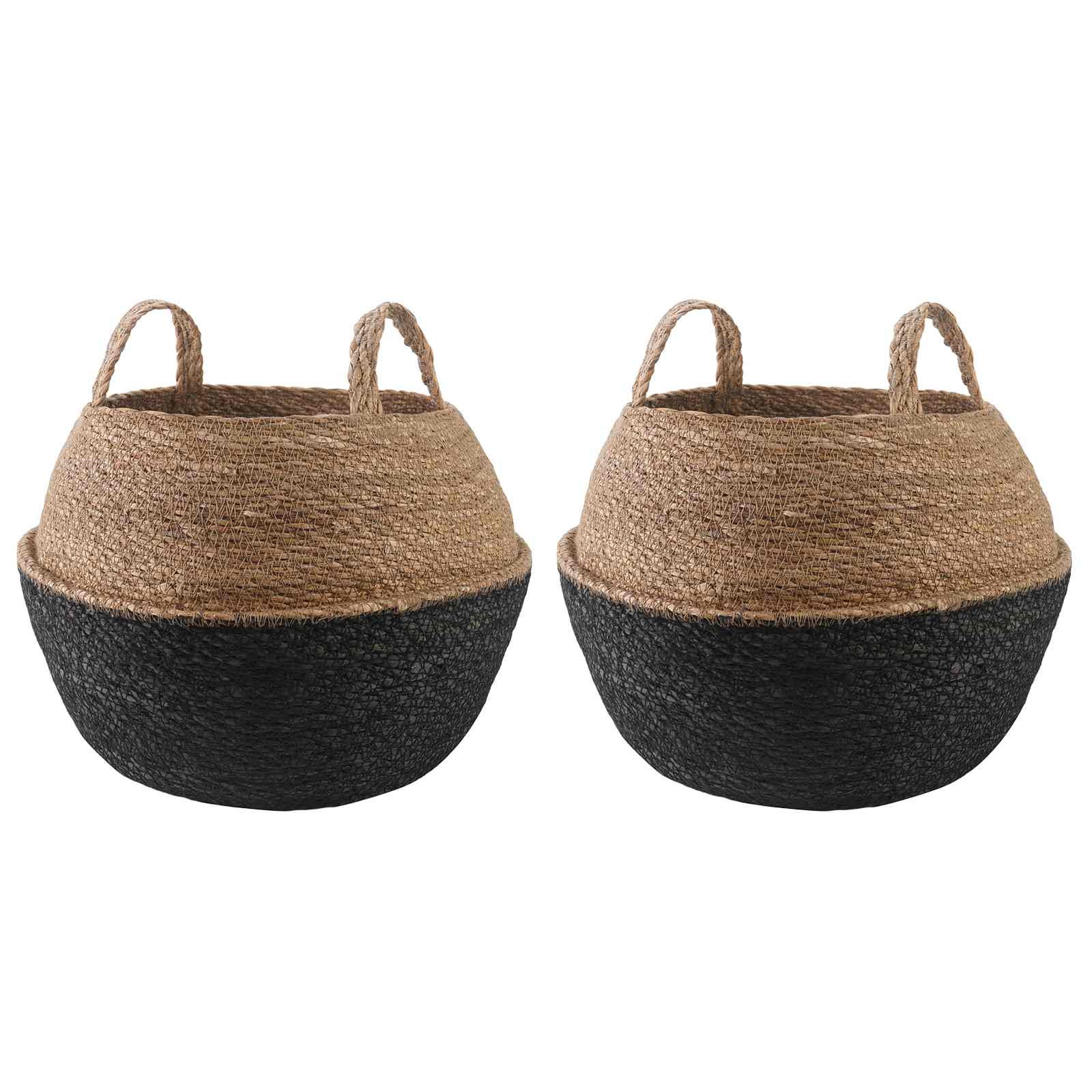 Vaso da fiori con manici 2 pz Nero Ø 45 x 36 cm