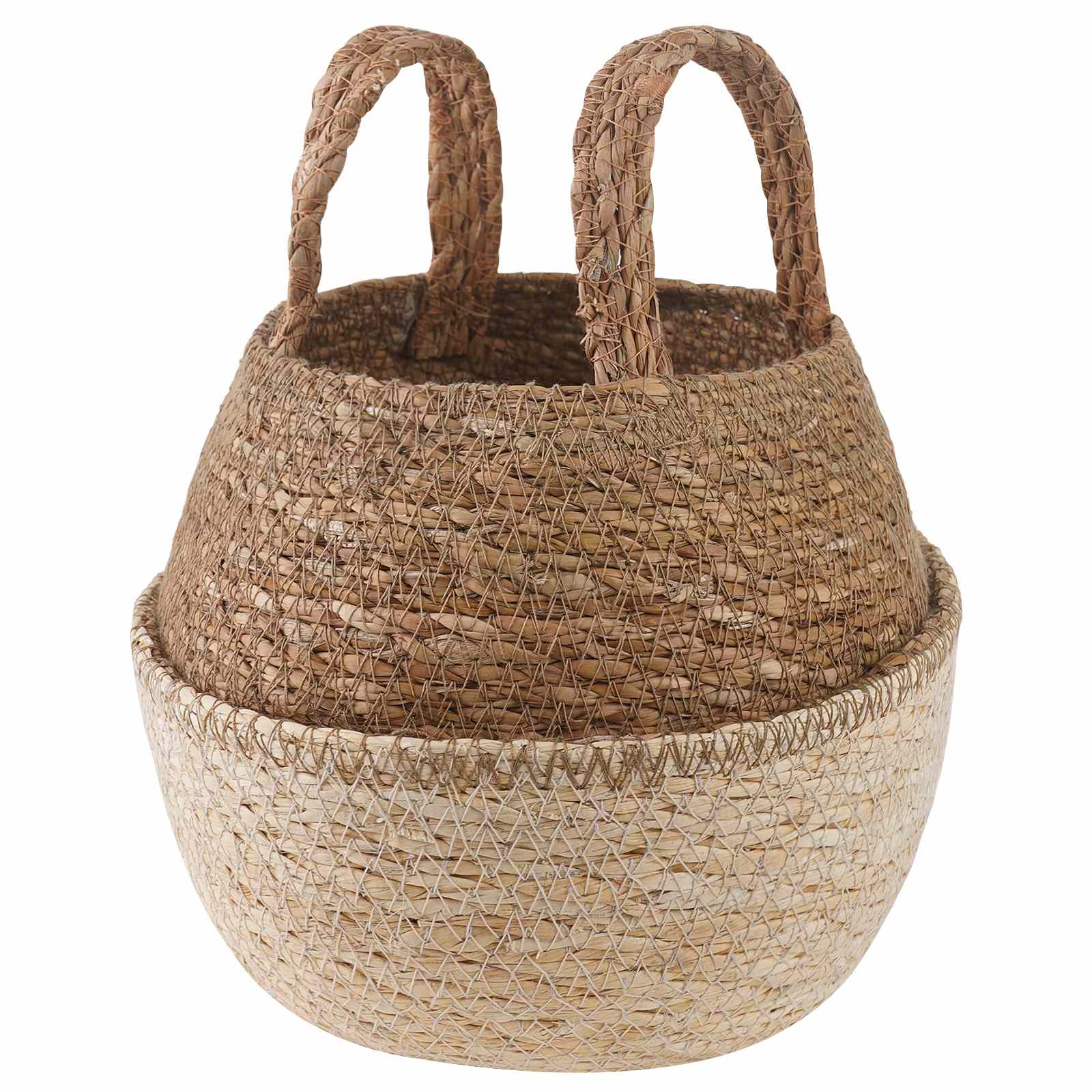 Vaso da fiori con manici Bianco Ø 22 x 20 cm 100% Erba marina