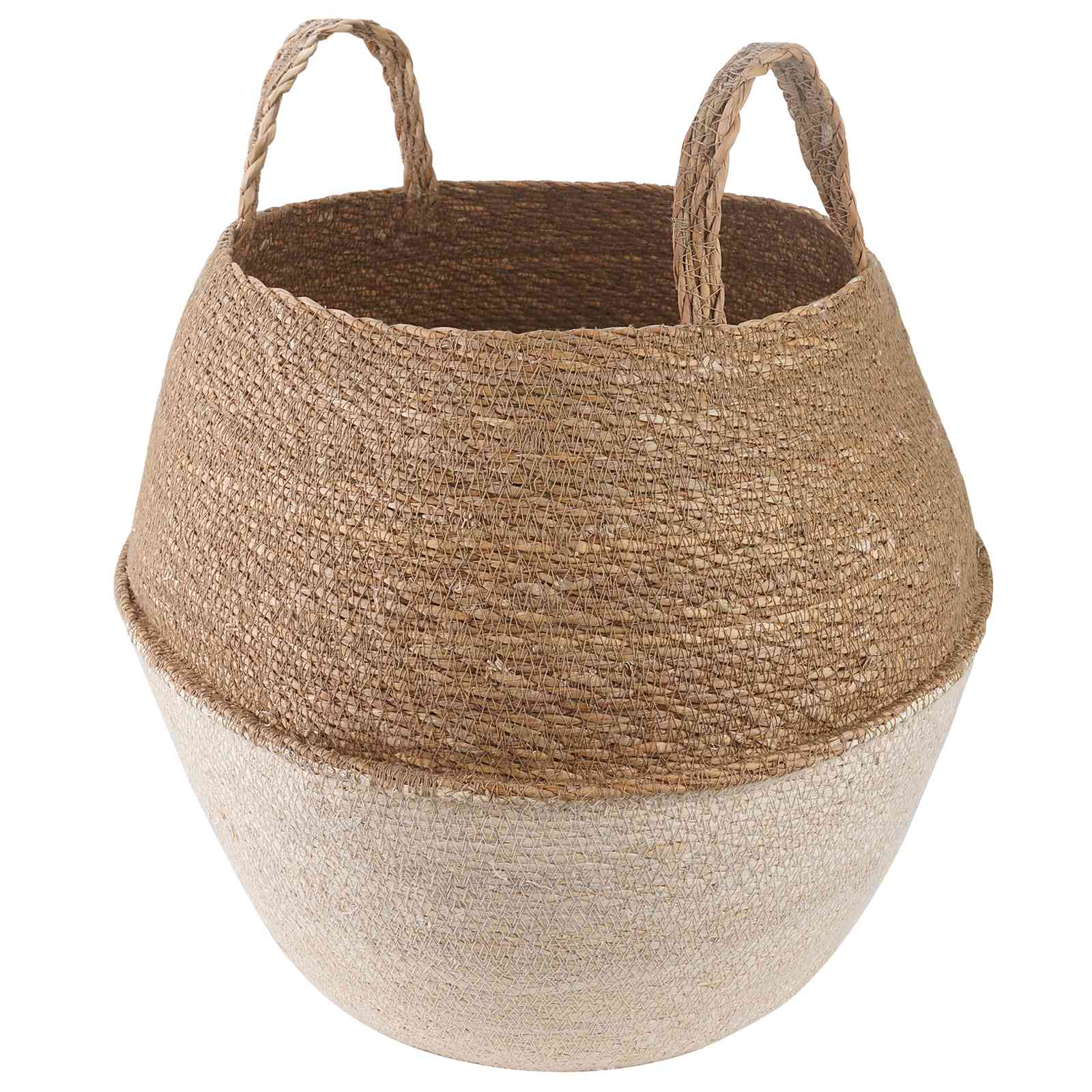 Vaso da fiori con manici Bianco Ø 32 x 32 cm 100% Erba marina