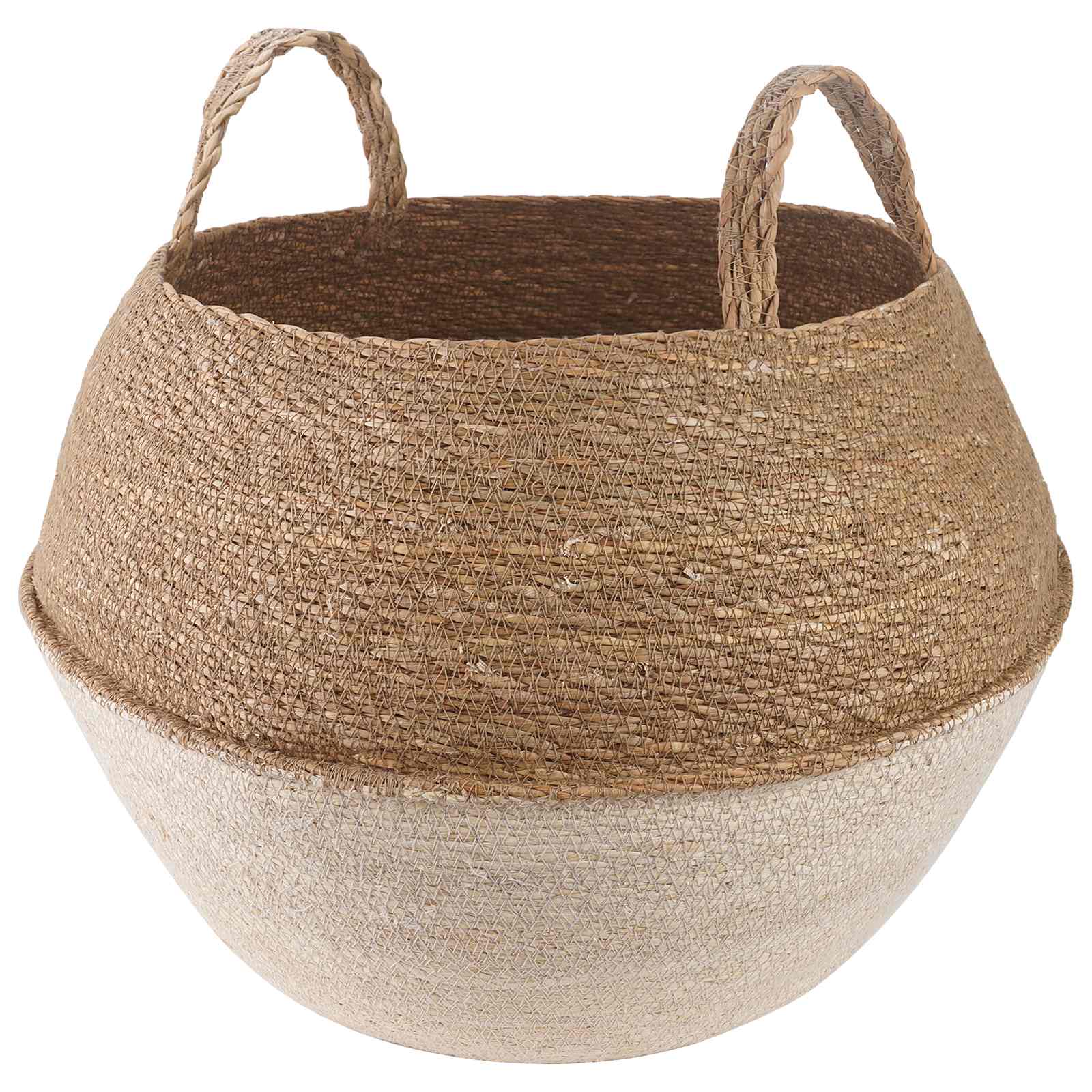 Vaso da fiori con manici Bianco Ø 45 x 36 cm 100% Erba marina