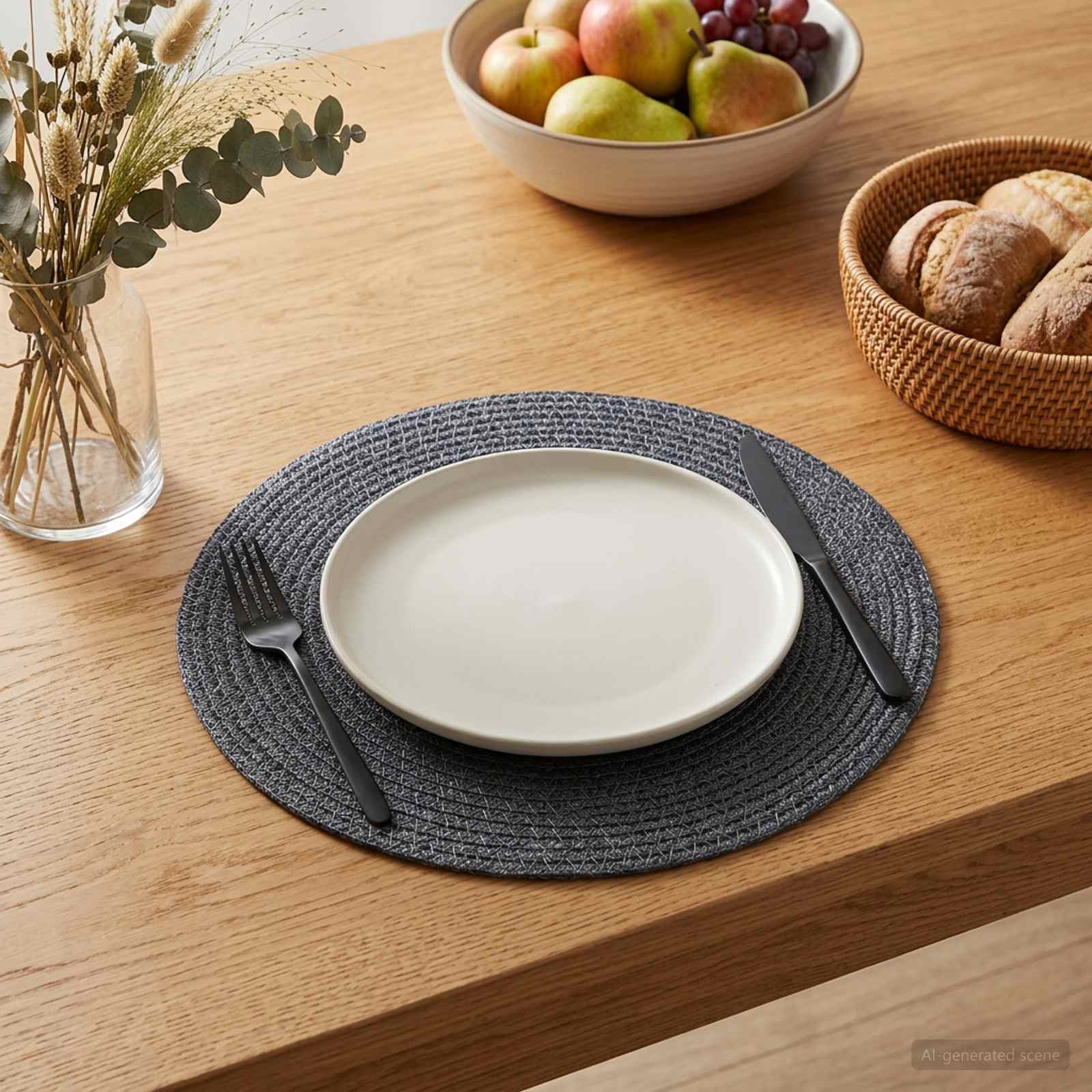 Sottobicchieri in juta 4 pz Grigio scuro 100% Juta Tossa