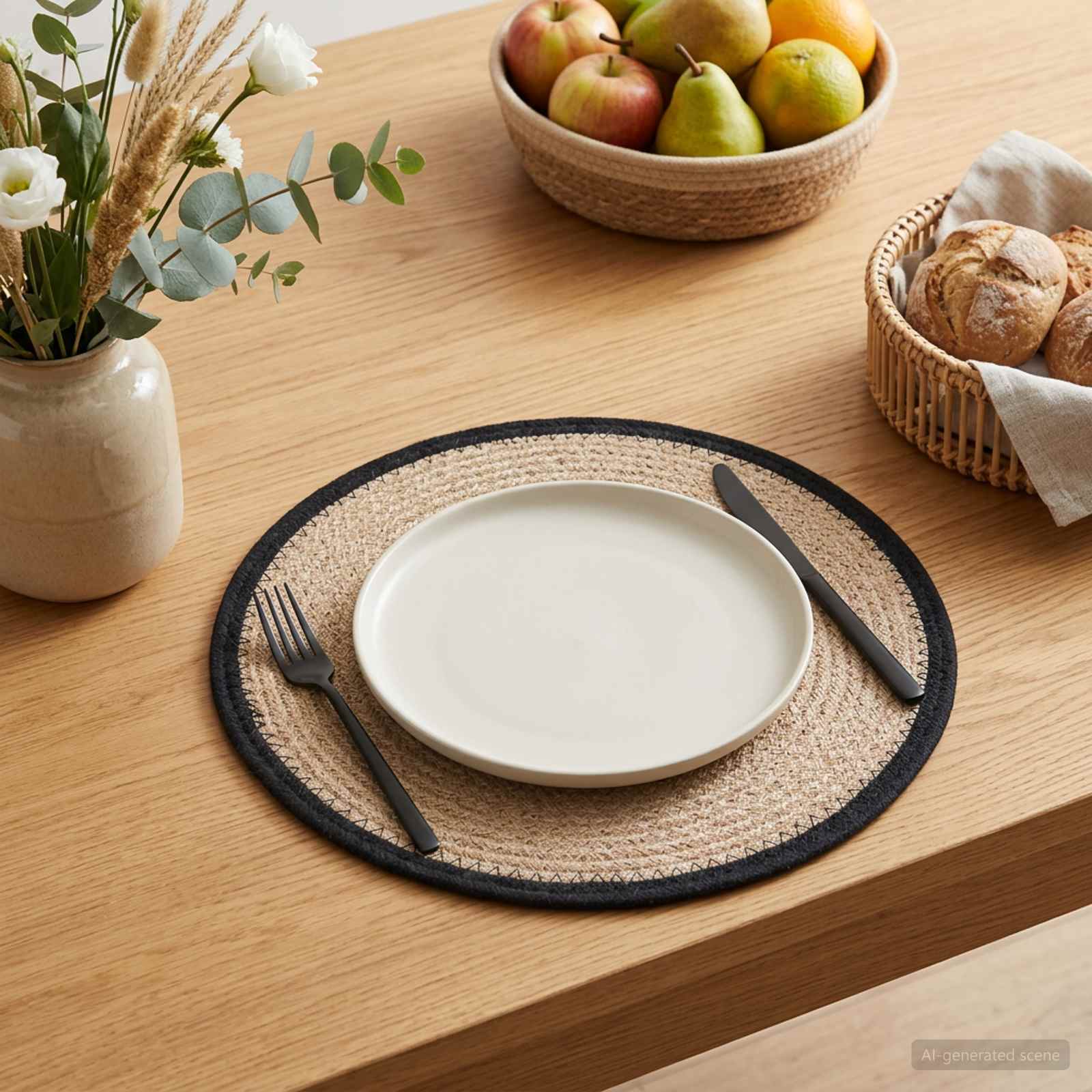 Sottobicchieri in juta 6 pz Naturale e Nero 100% Juta Tossa