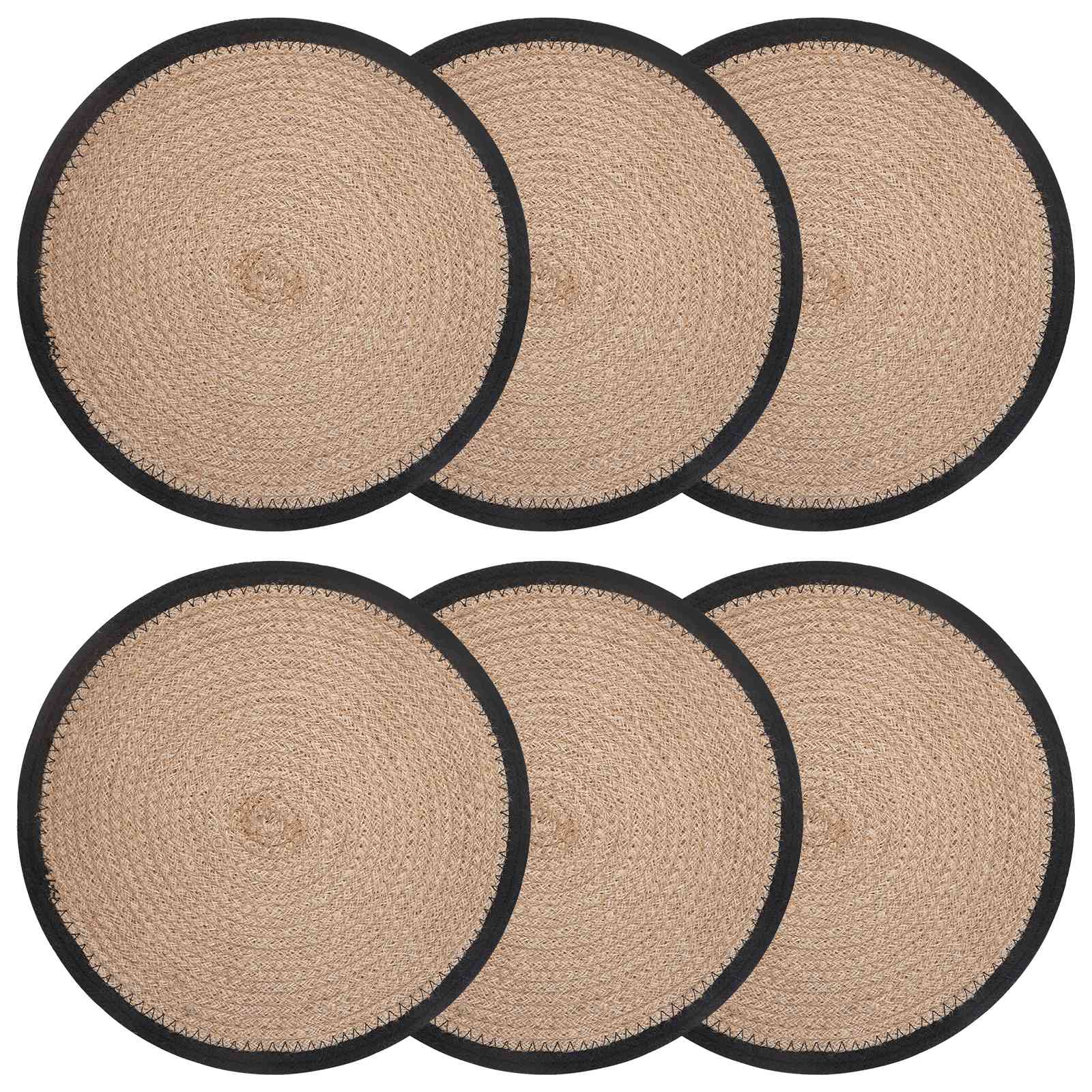 Sottobicchieri in juta 6 pz Naturale e Nero 100% Juta Tossa