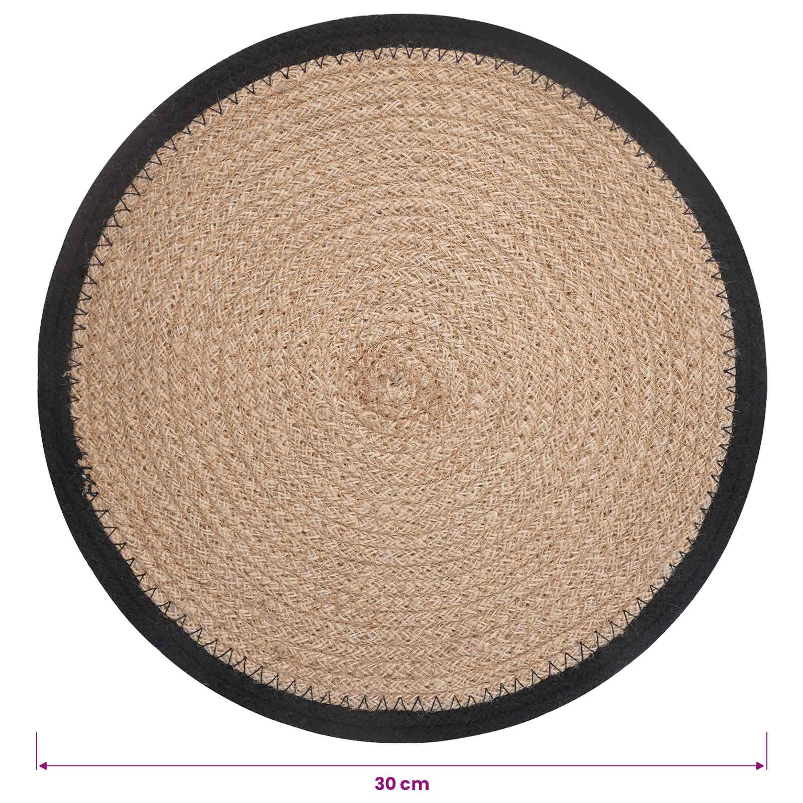 Sottobicchieri in juta 6 pz Naturale e Nero 100% Juta Tossa
