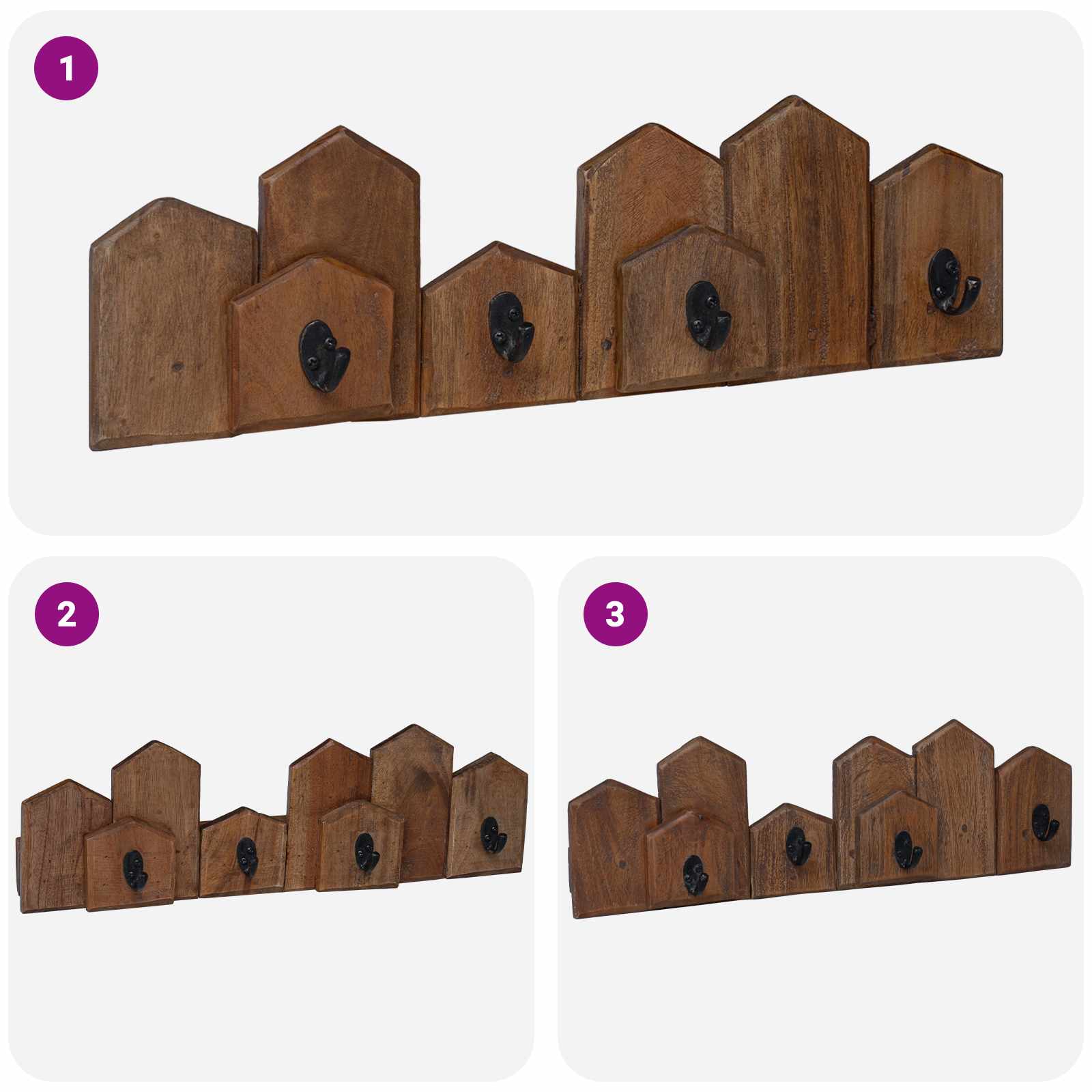 Gruccia Marrone 48 x 8 x 15 cm Legno di Mogano Massello