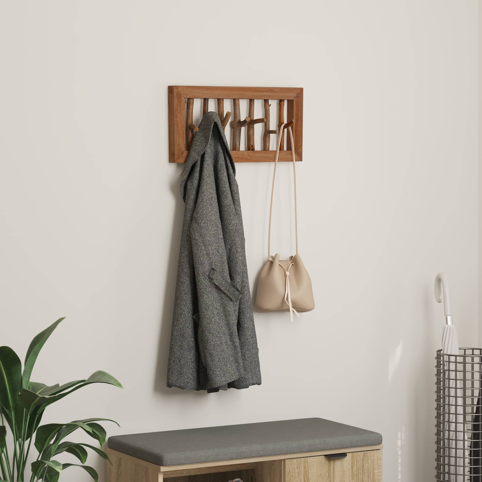 Gancio per Cappotti Naturale 50 x 10 x 25 cm