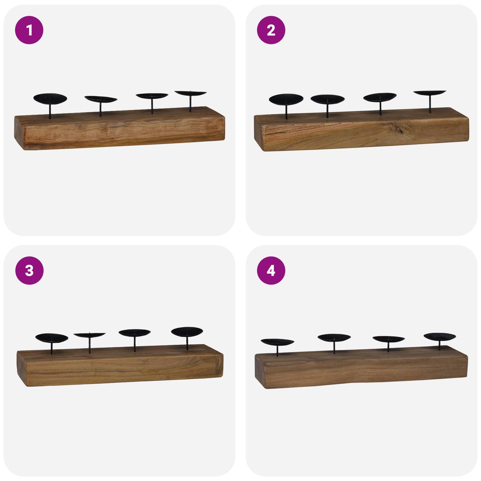 Candelabro Naturale 50 x 15 x 10 cm Legno massello di teak