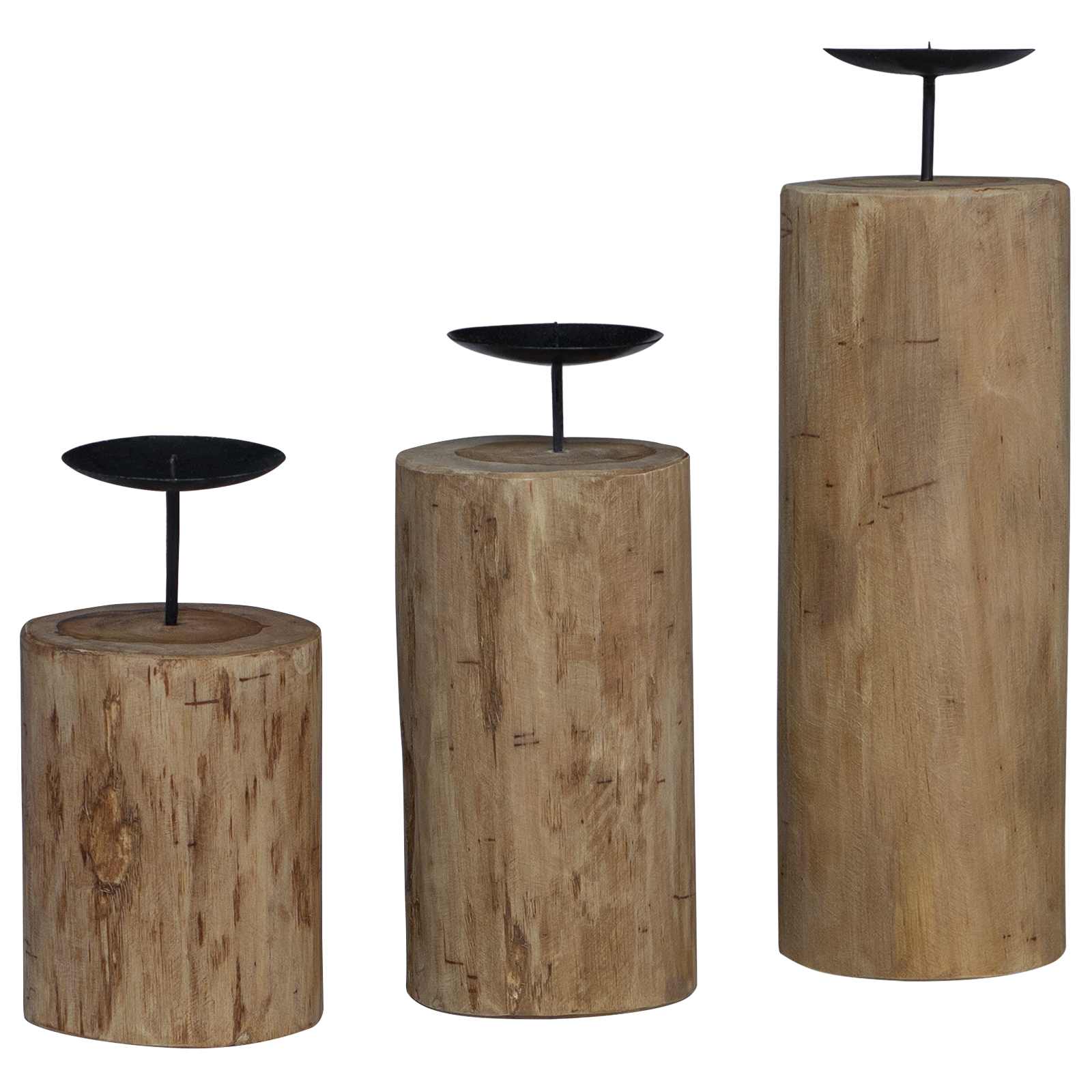 Candelabro 3 pz Naturale Legno massello di teak