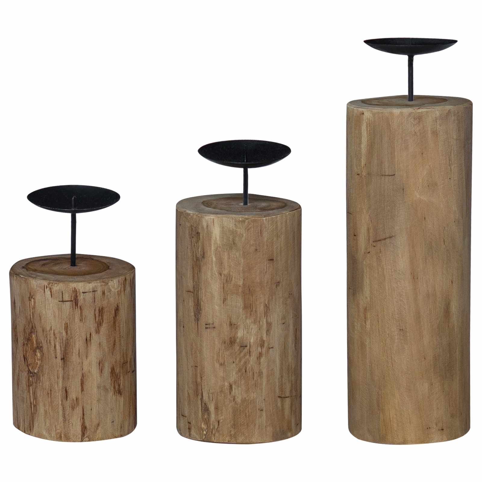 Candelabro 3 pz Naturale Legno massello di teak