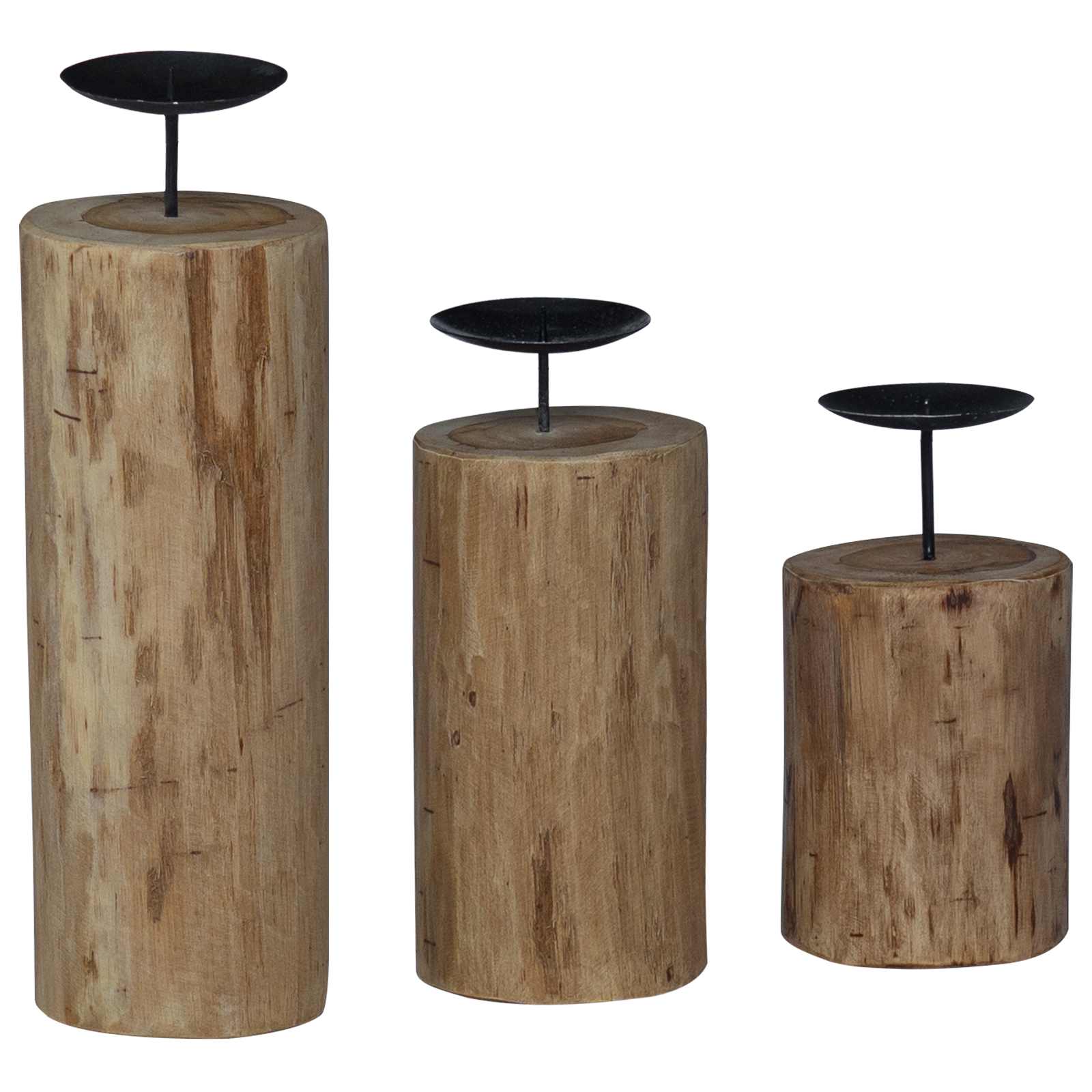 Candelabro 3 pz Naturale Legno massello di teak