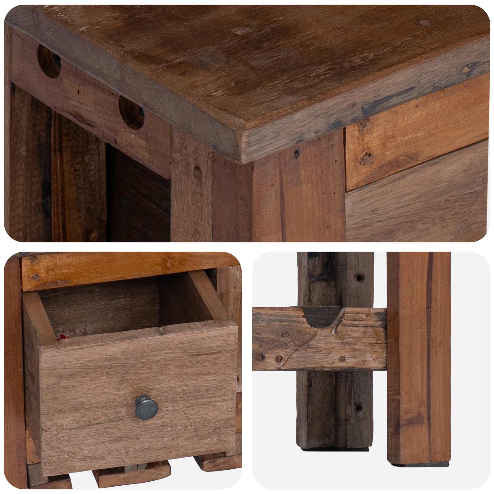 Armadietto Marrone 60 x 30 x 70 cm Legno Recuperato Massello