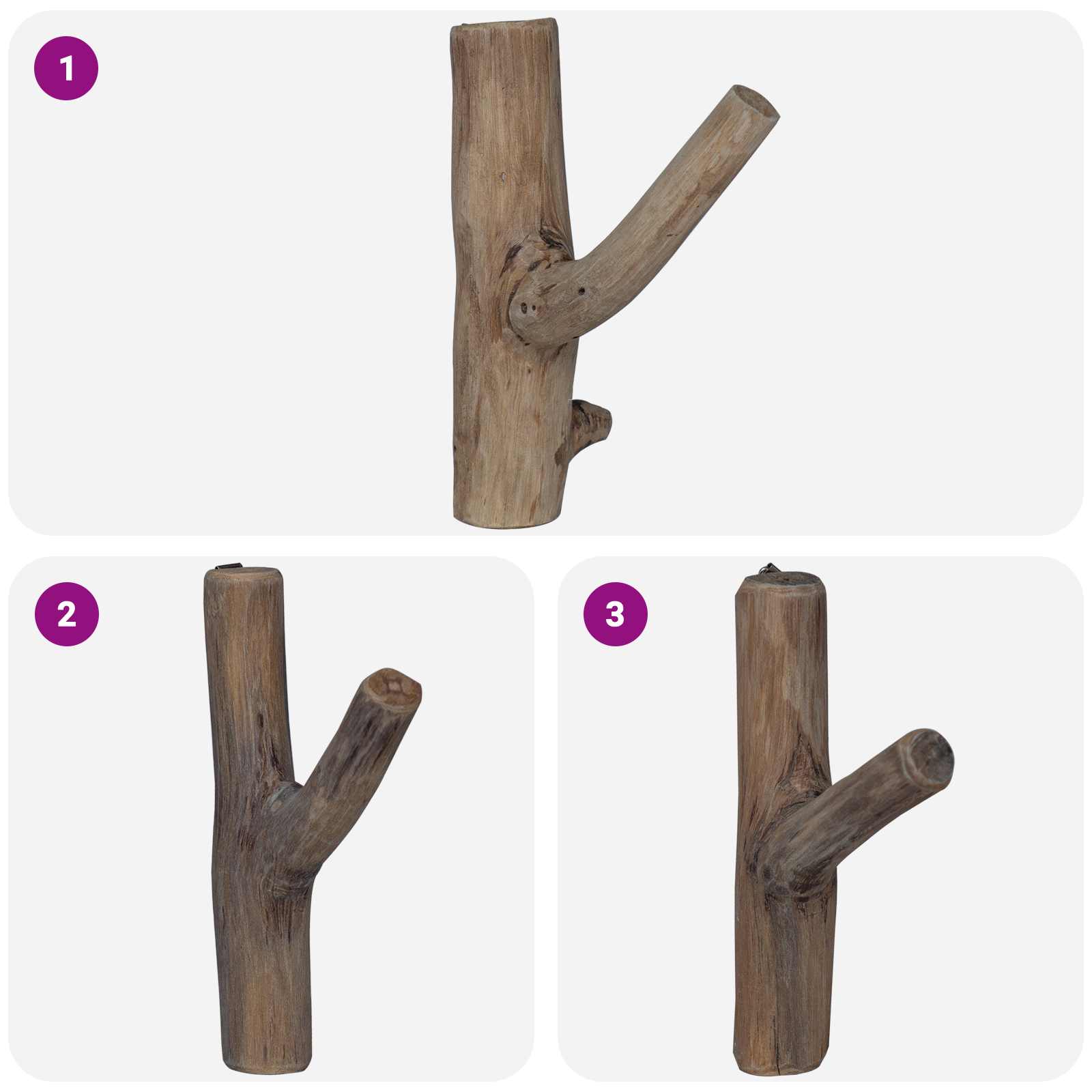 Gancio Marrone 4 x 4 x 14 cm Legno Recuperato Massello
