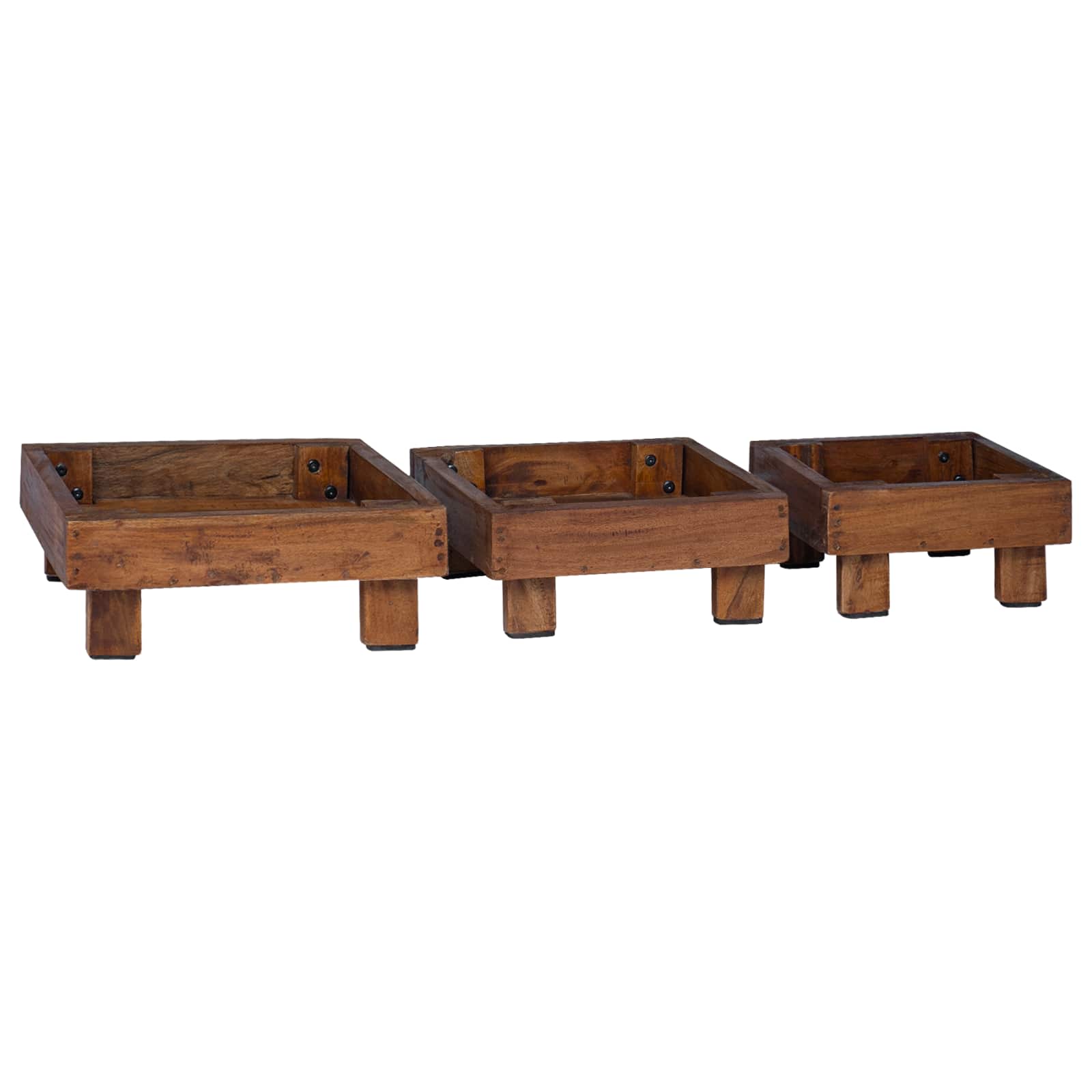 Supporto per piante 3 pz Marrone 35 x 35 x 12 cm