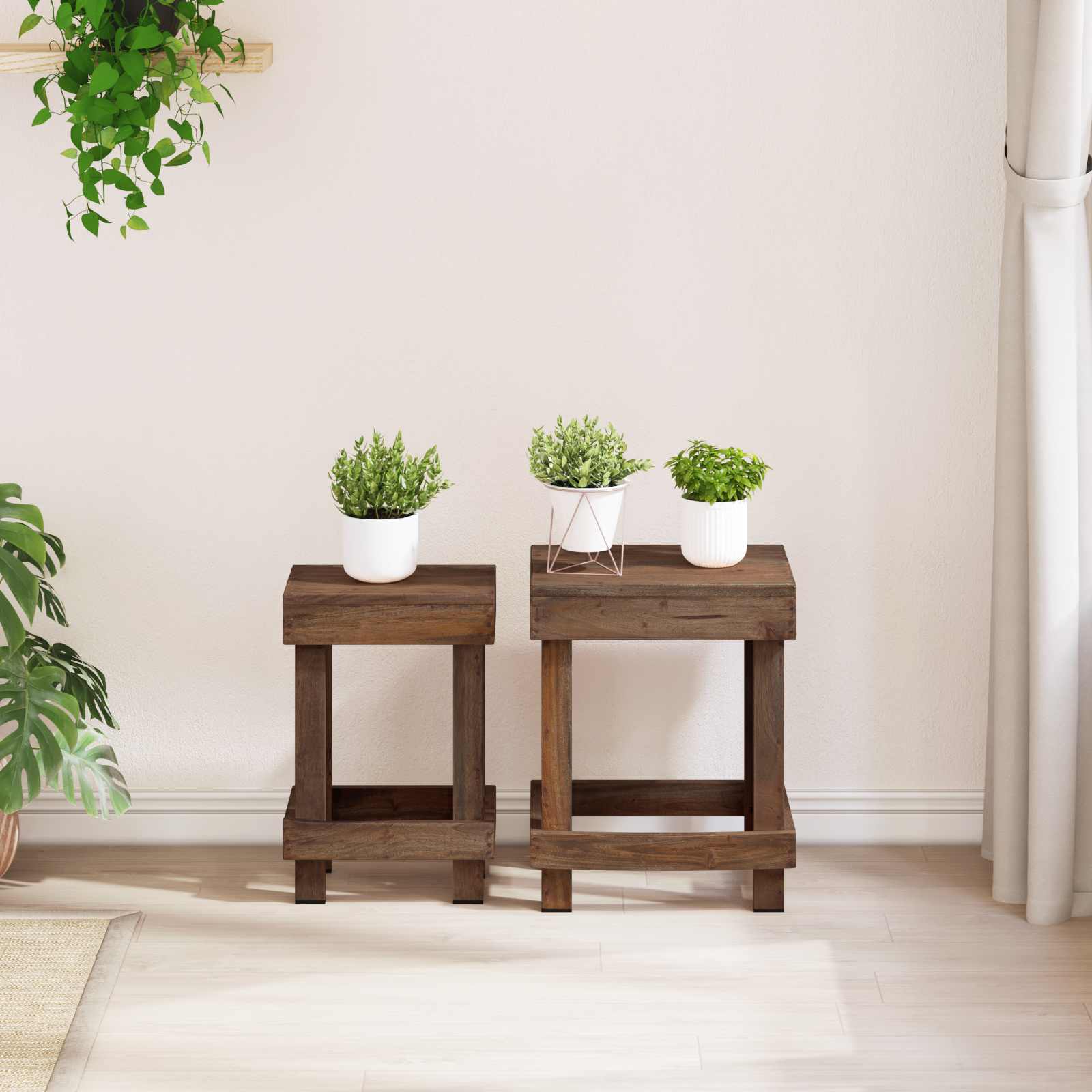 Supporto per piante 2 pz Marrone 70 x 11 x 27 cm