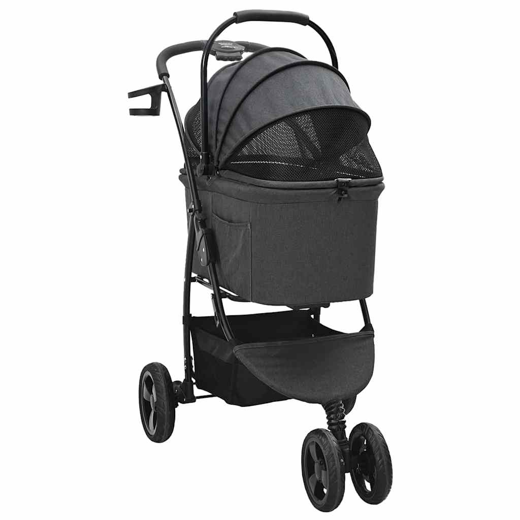 Passeggino pieghevole per animali Nero 78 x 54 x 101 cm