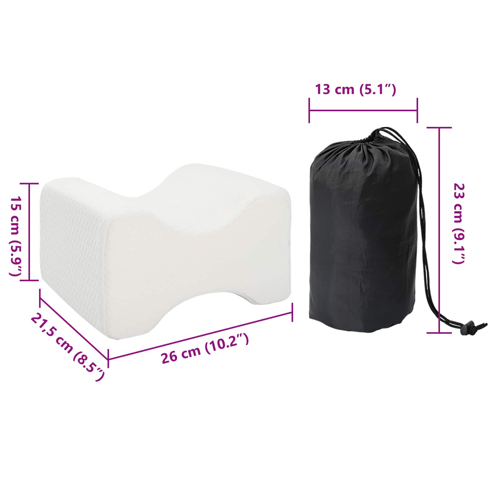 Knee Pillow Bianco Schiuma di memoria e poliestere