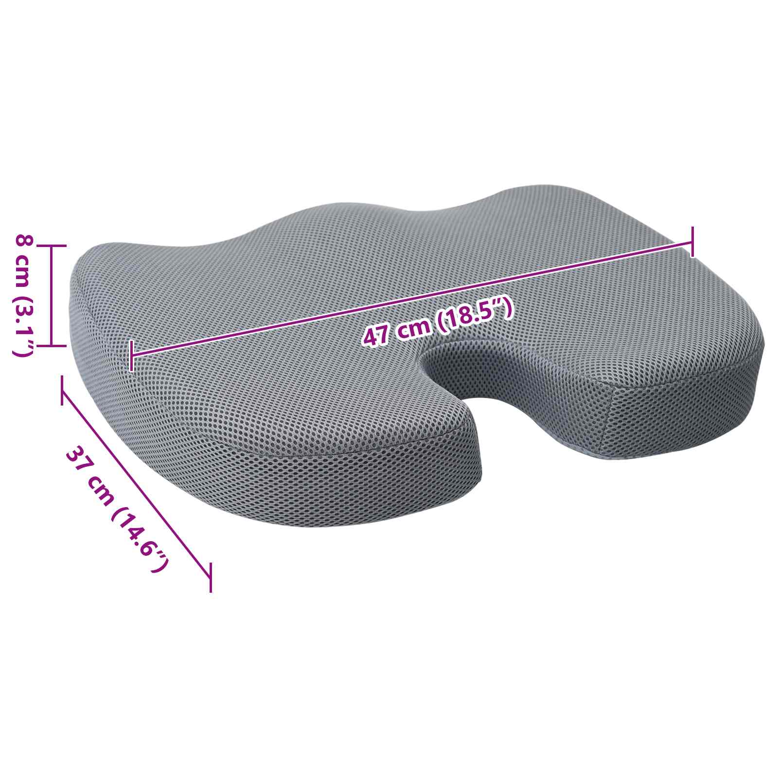 Cuscino per la seduta Schiuma Memory Grigio 47 x 37 x 8 cm