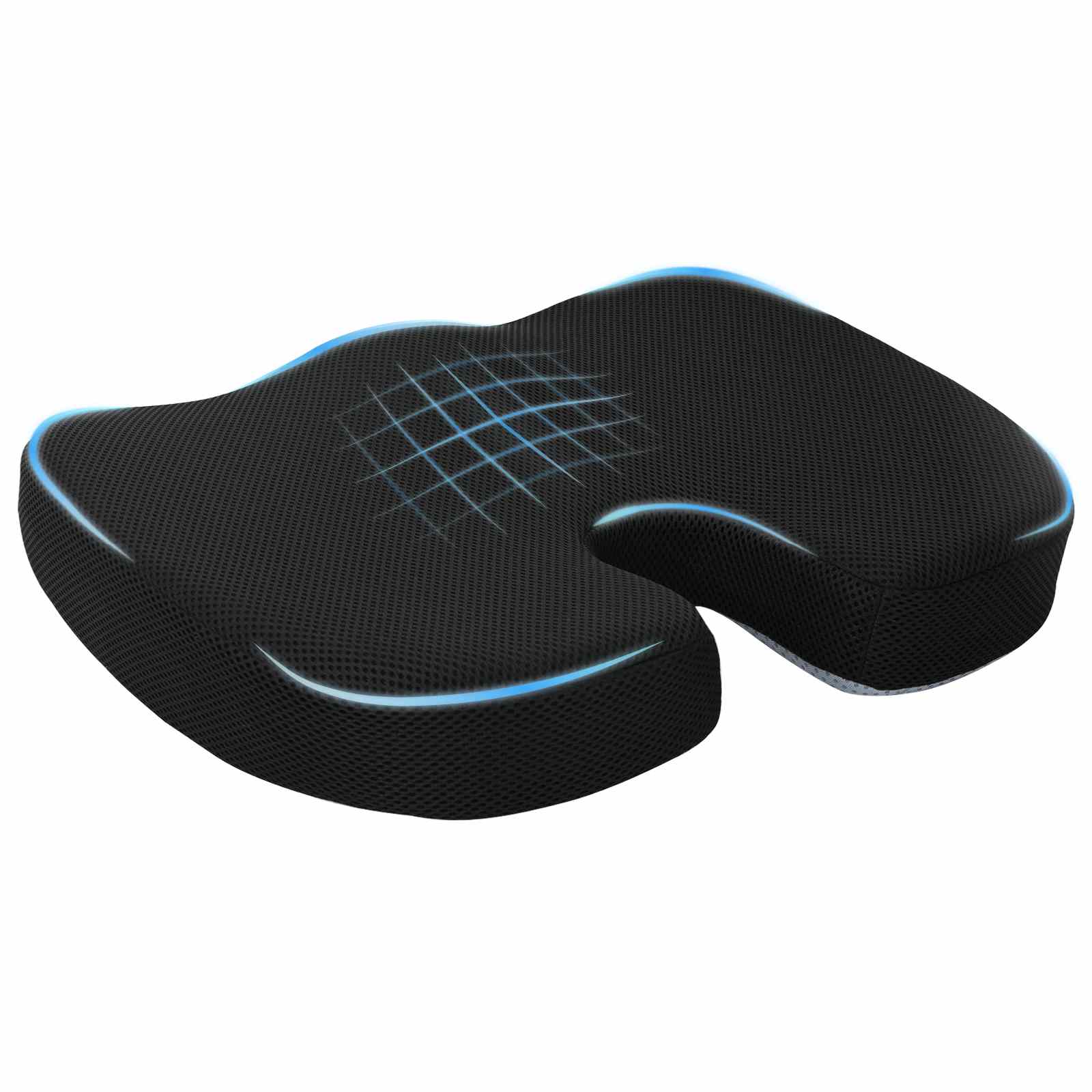 Cuscino per la seduta Schiuma Memory Nero 47 x 36,5 x 8 cm