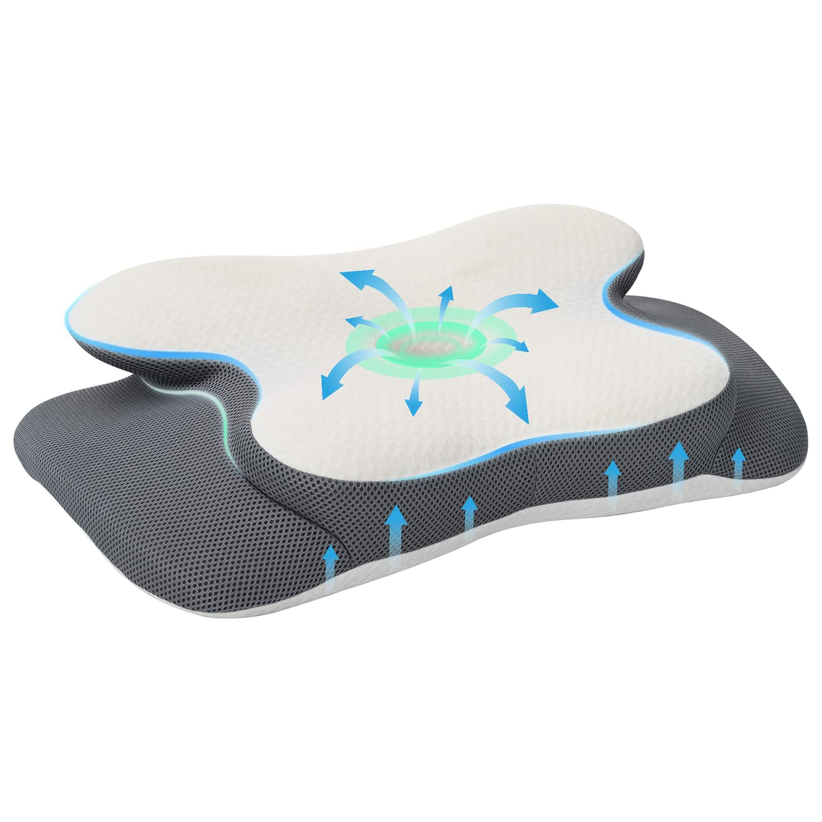 Cuscino cervicale Bianco Schiuma Memory 58 x 37,5 x 12 cm