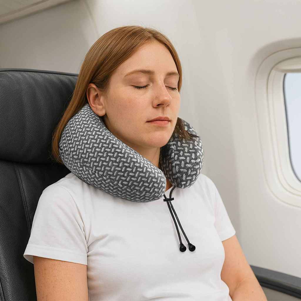 Cuscino da viaggio per il collo Grigio Schiuma Memory