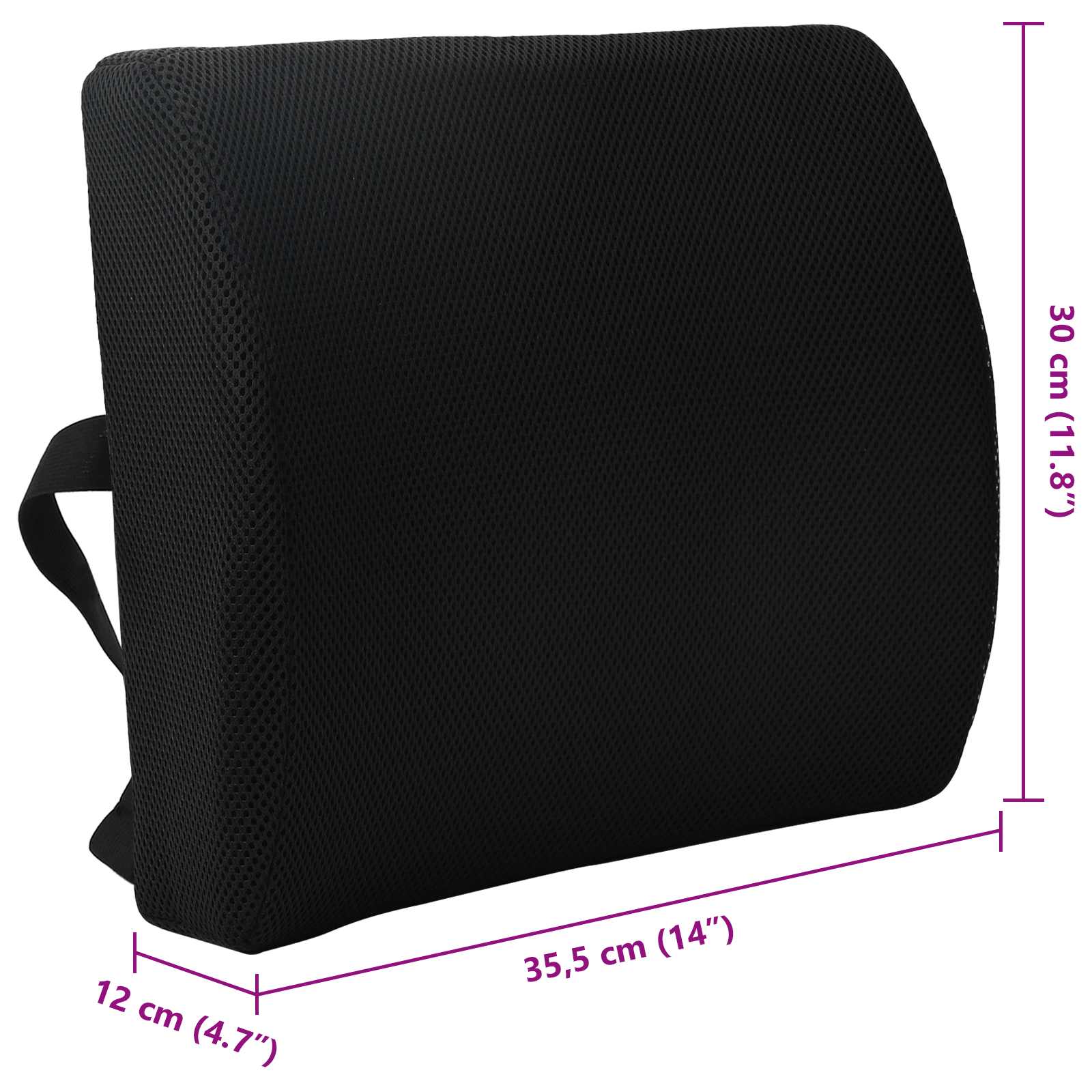 Cuscino lombare Nero Schiuma Memory 35,5 x 30 x 12 cm