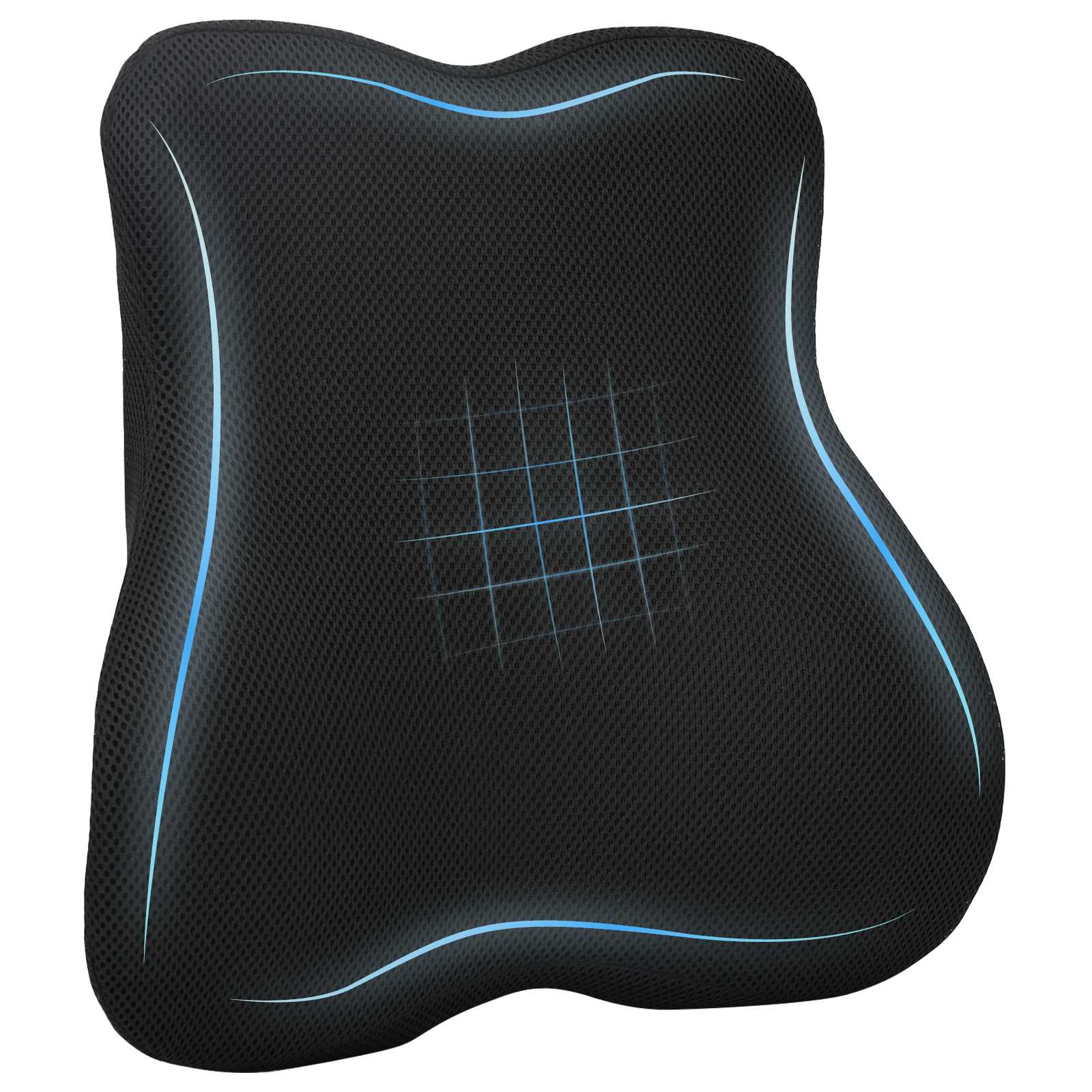 Cuscino lombare Nero Schiuma Memory 40 x 40 x 11 cm