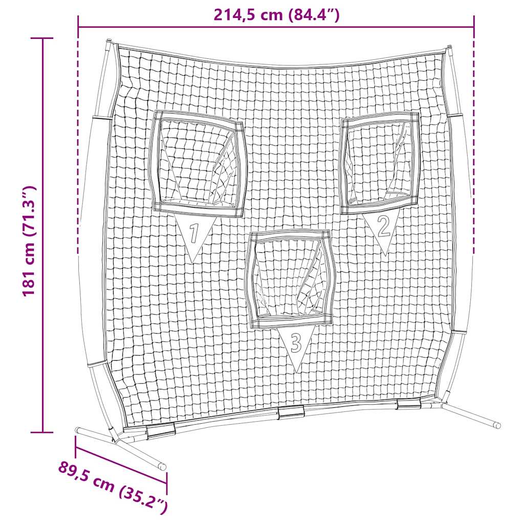 Rete da pratica per baseball Nero 214,5 x 89,5 x 181 cm