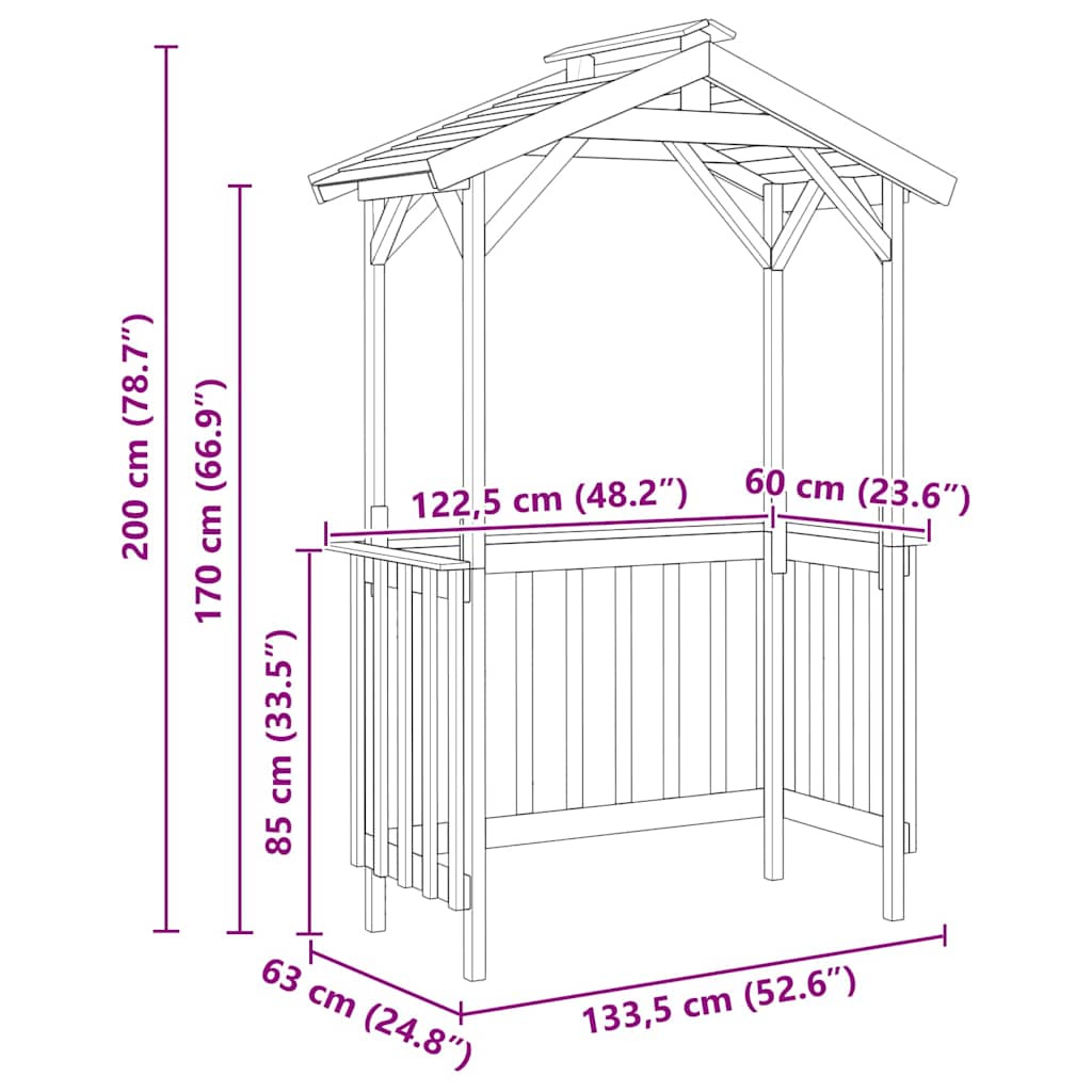 Casetta per barbecue 133,5 x 63 x 200 cm