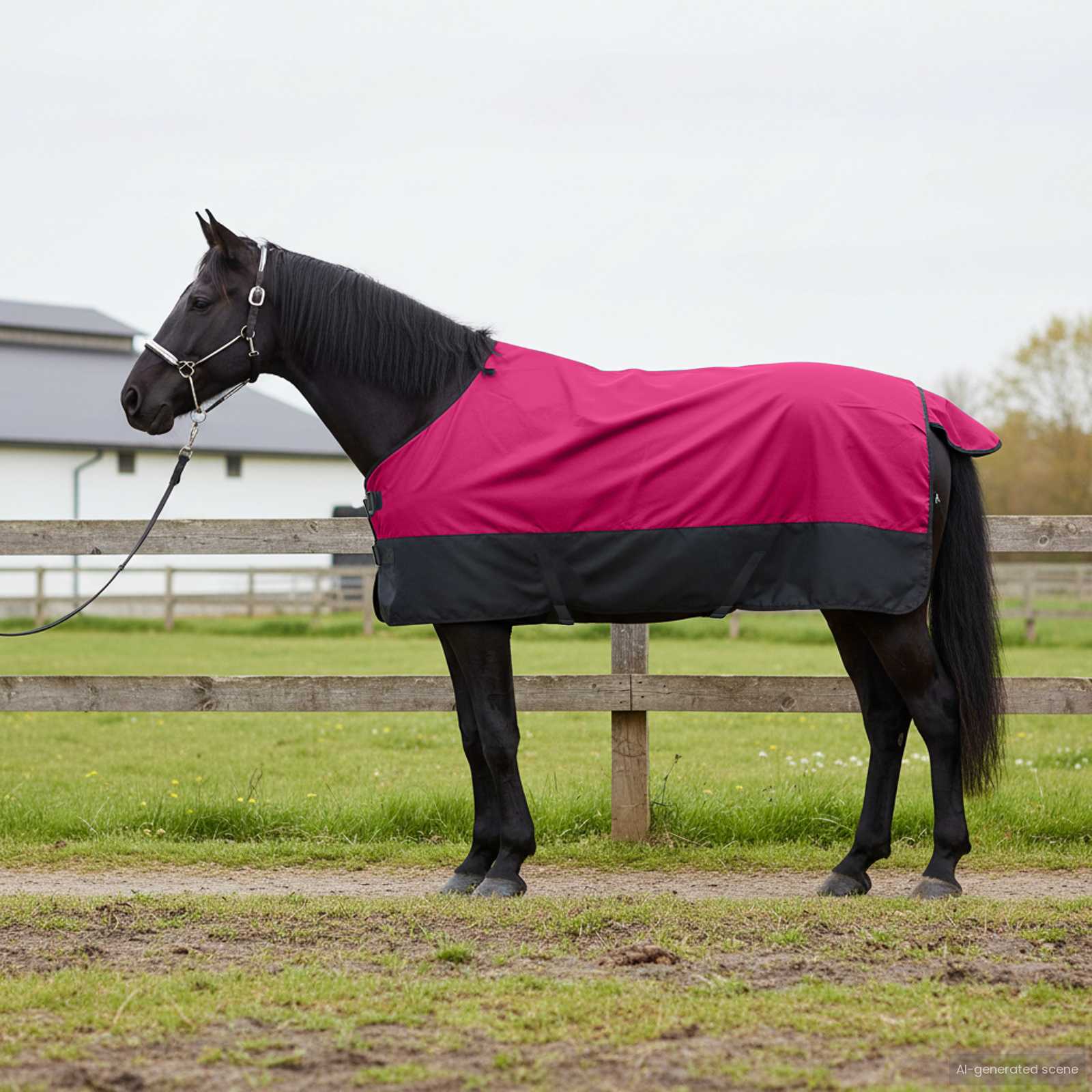 Coperta per Cavalli Rosa e Nero 105 cm Poliestere