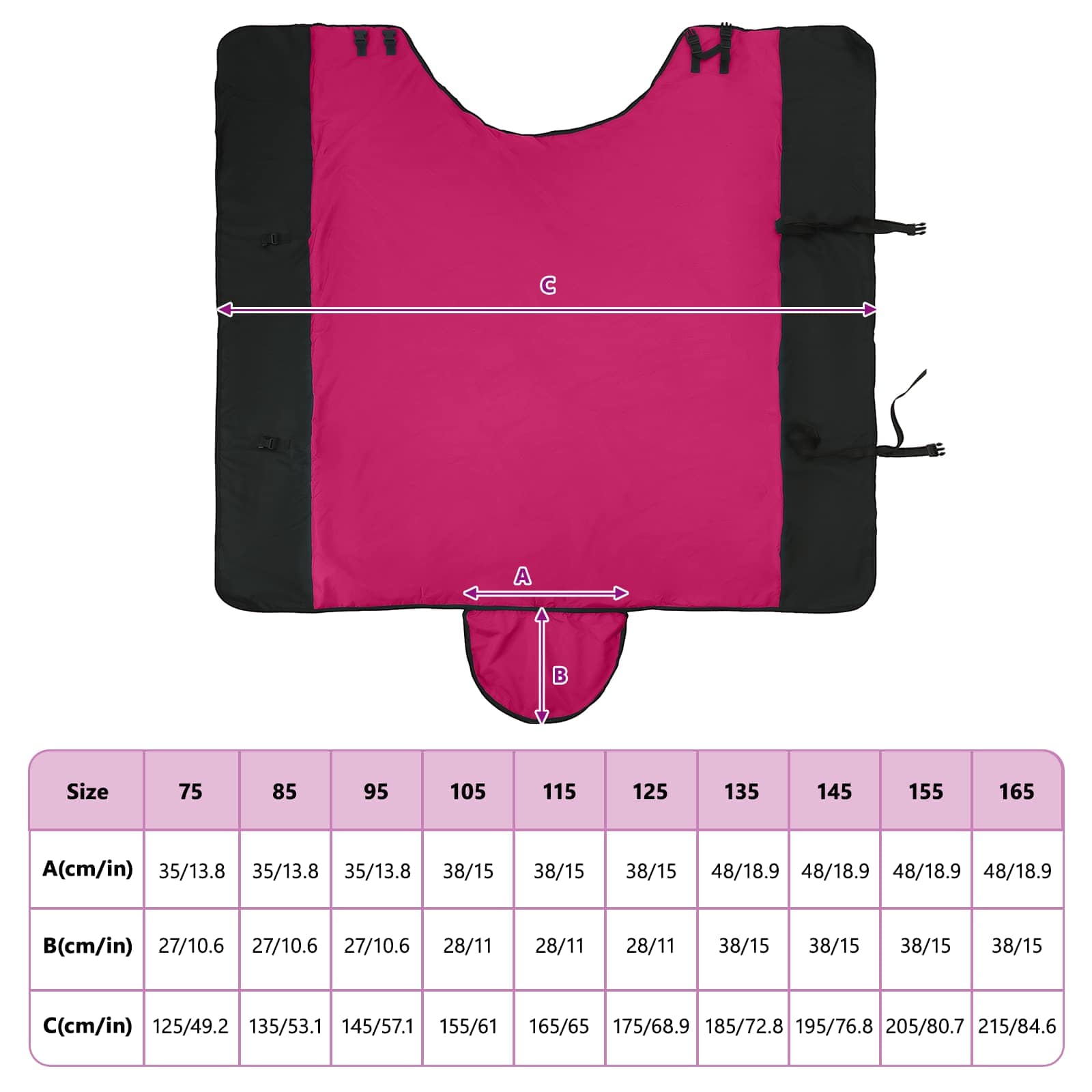 Coperta per Cavalli Rosa e Nero 115 cm Poliestere