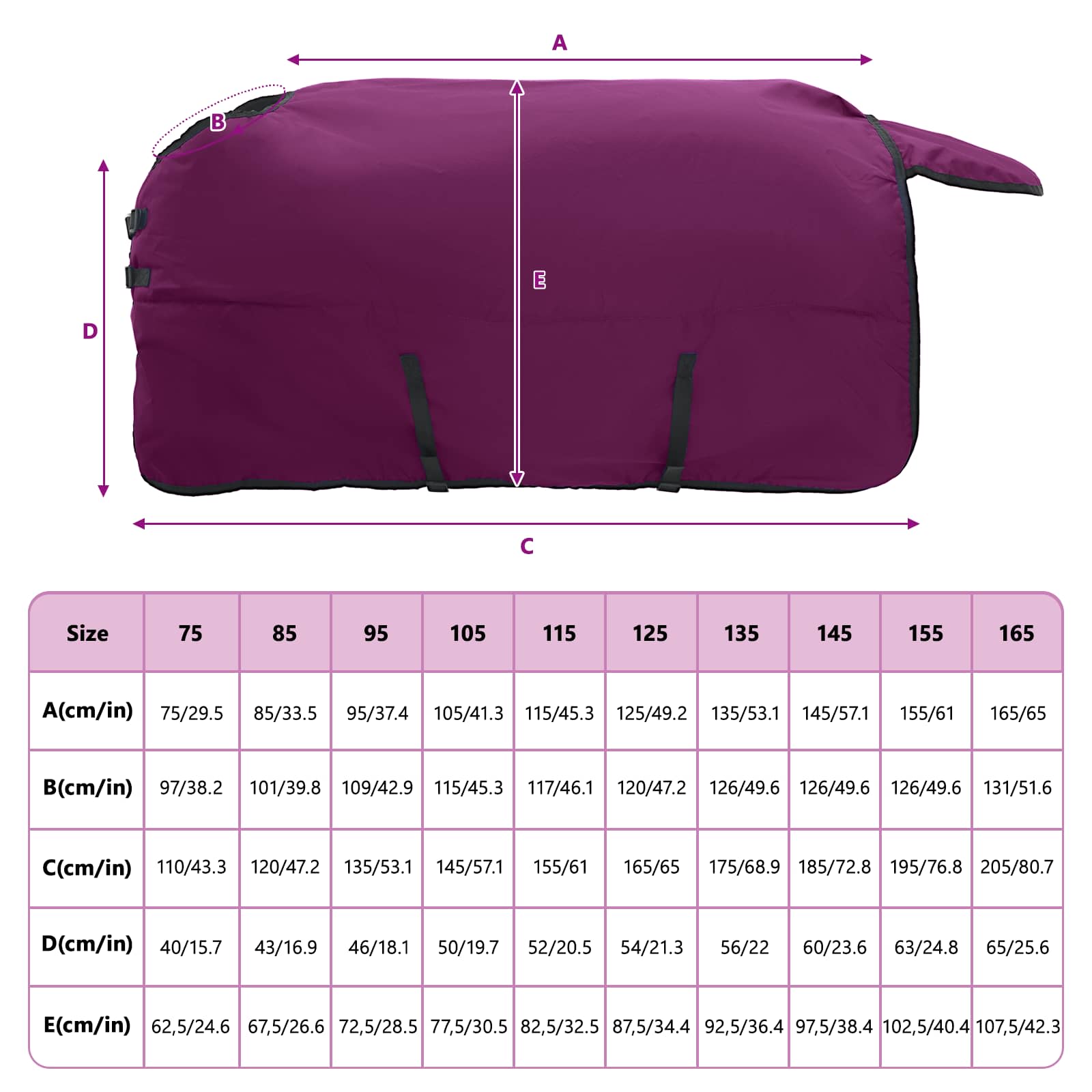 Coperta per Cavalli Viola Completo 75 cm Poliestere