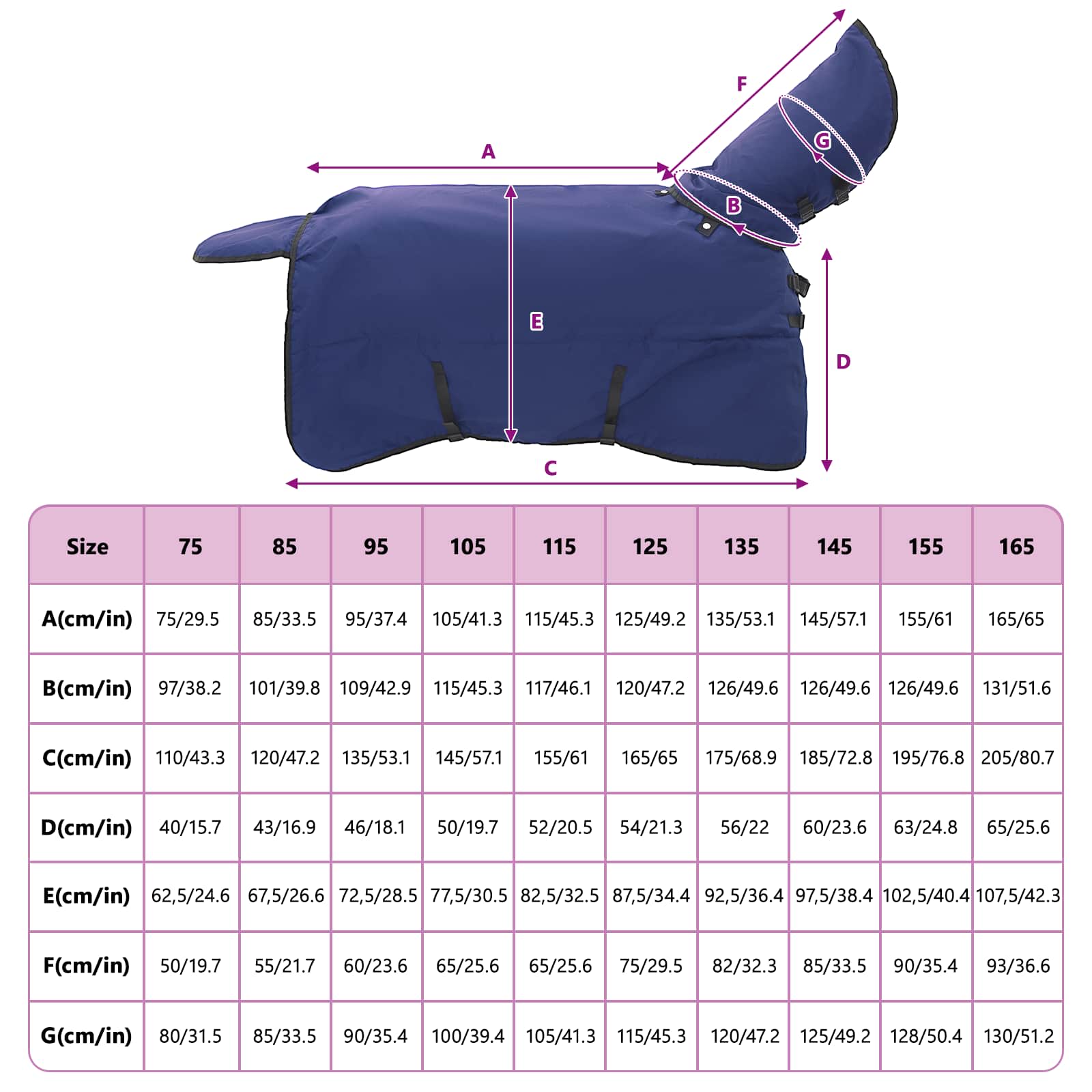 Coperta per Cavalli Blu Navy Completo 95 cm Poliestere