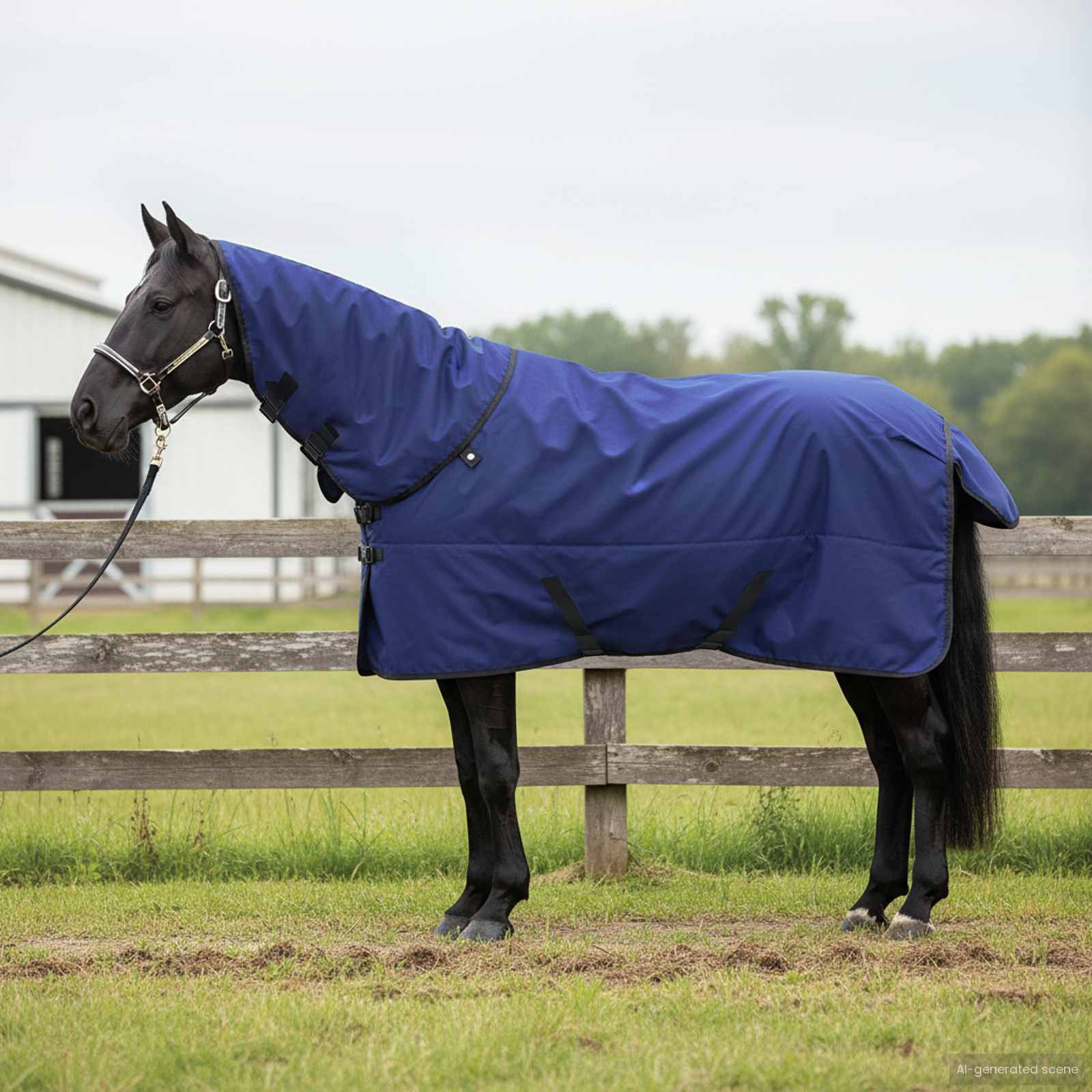 Coperta per Cavalli Blu Navy Completo 145 cm Poliestere