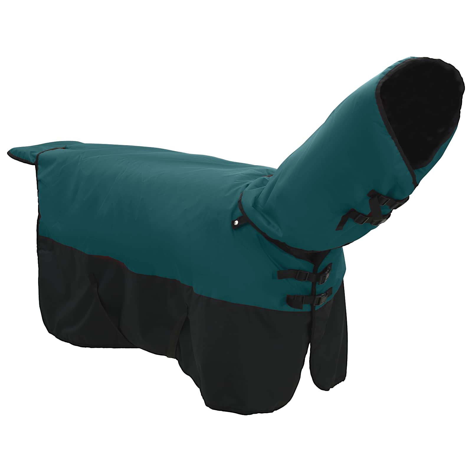 Coperta per Cavalli Verde Scuro e Nero 135 cm Poliestere