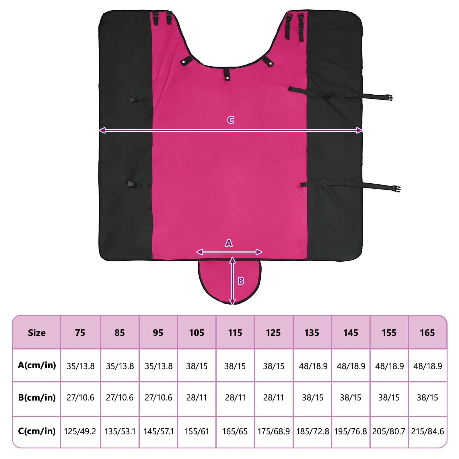 Coperta per Cavalli Rosa e Nero 135 cm Poliestere