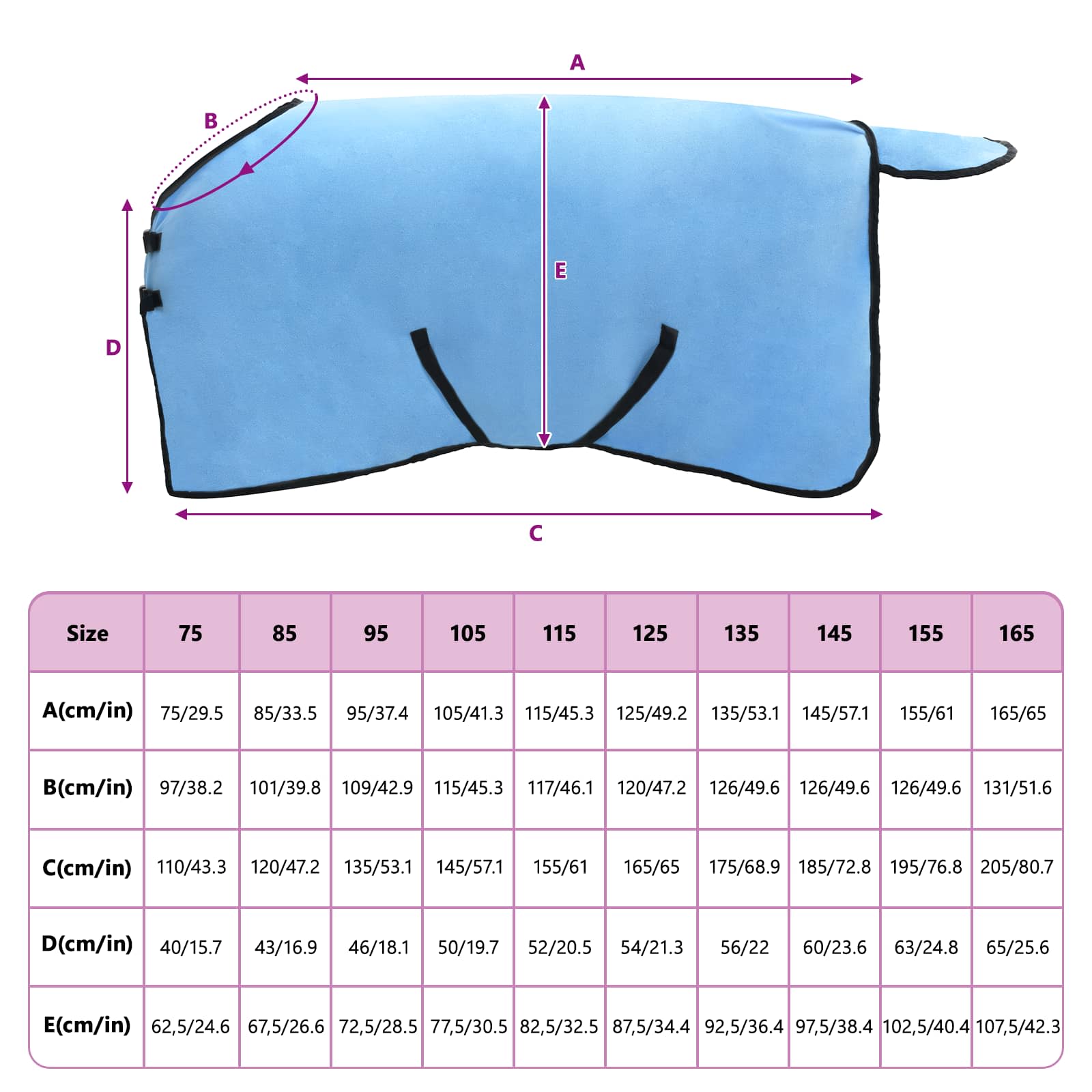 Coperta per Cavalli Aqua Completo 115 cm Fleece in poliestere